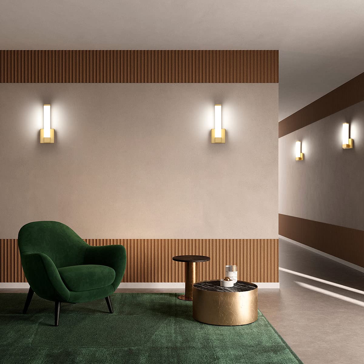 7Degobii Gold Wall Lights For Bedroom Modern Indoor Led Hallway Sconces Corner Light 12 Inch Height 12W 4000K Bedside Stair Sconces Wall Lighting Lamps 110V Ac
