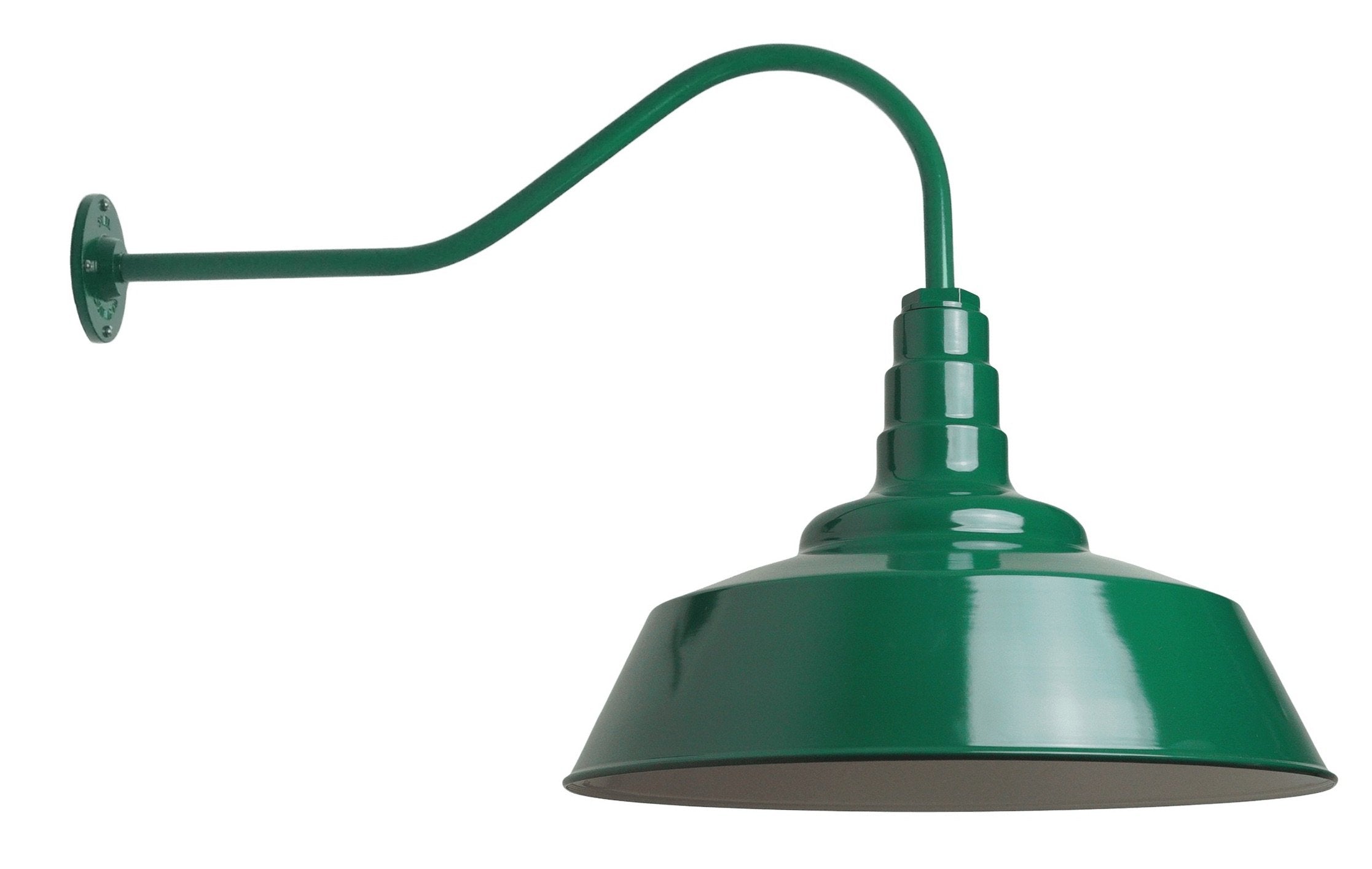 Steel Lighting Co. Redondo Barn Light - 20&quot; Dome, 23&quot; Gooseneck, Green, Outdoor Wall Mount