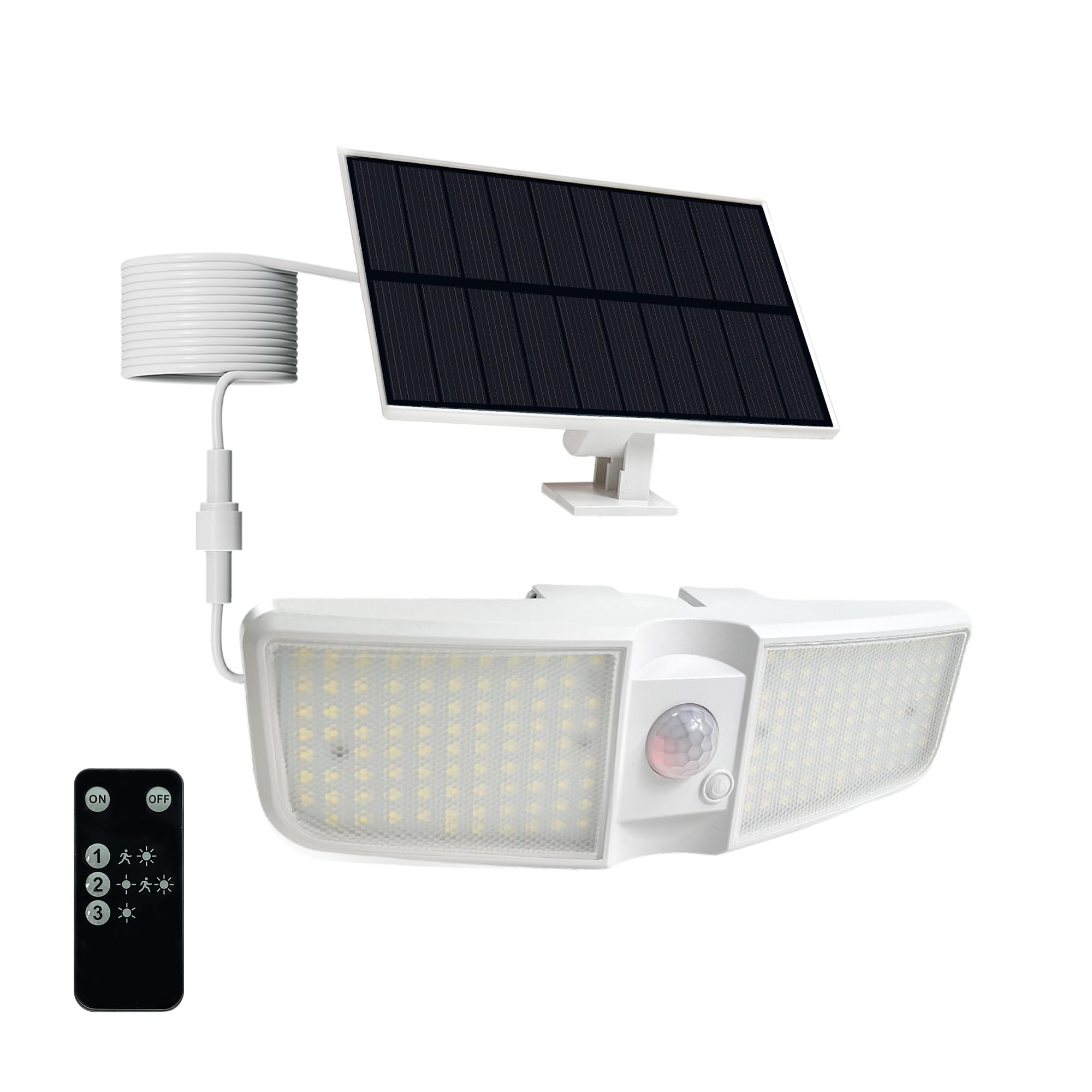Cozeet Solar Motion Sensor Floodlight 6500K, 180 LED, Waterproof, IP65, White, 1-PCS, Model COZEET-LB-WHITE-1PCS