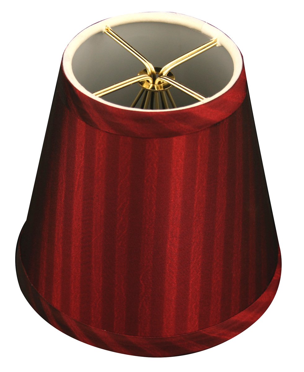 Royal Designs Cs-1010-5-Bur/St-6 Clip On Empire Chandelier Lamp Shade, 3&quot; X 5&quot; X 4.5&quot;, Burgundy Stripe, Set Of 6