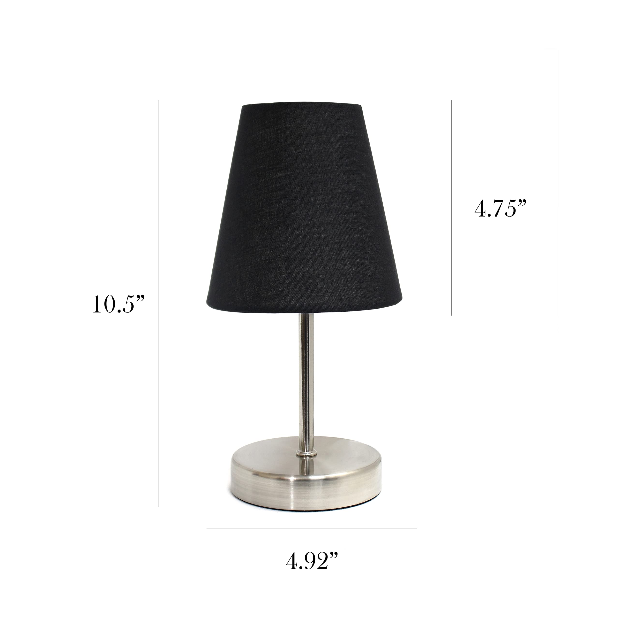 Simple Designs Lt2013-Blk-2Pk Sand Nickel Mini Basic Table Lamp With Fabric Shade 2 Pack Set, Black , 2 Count