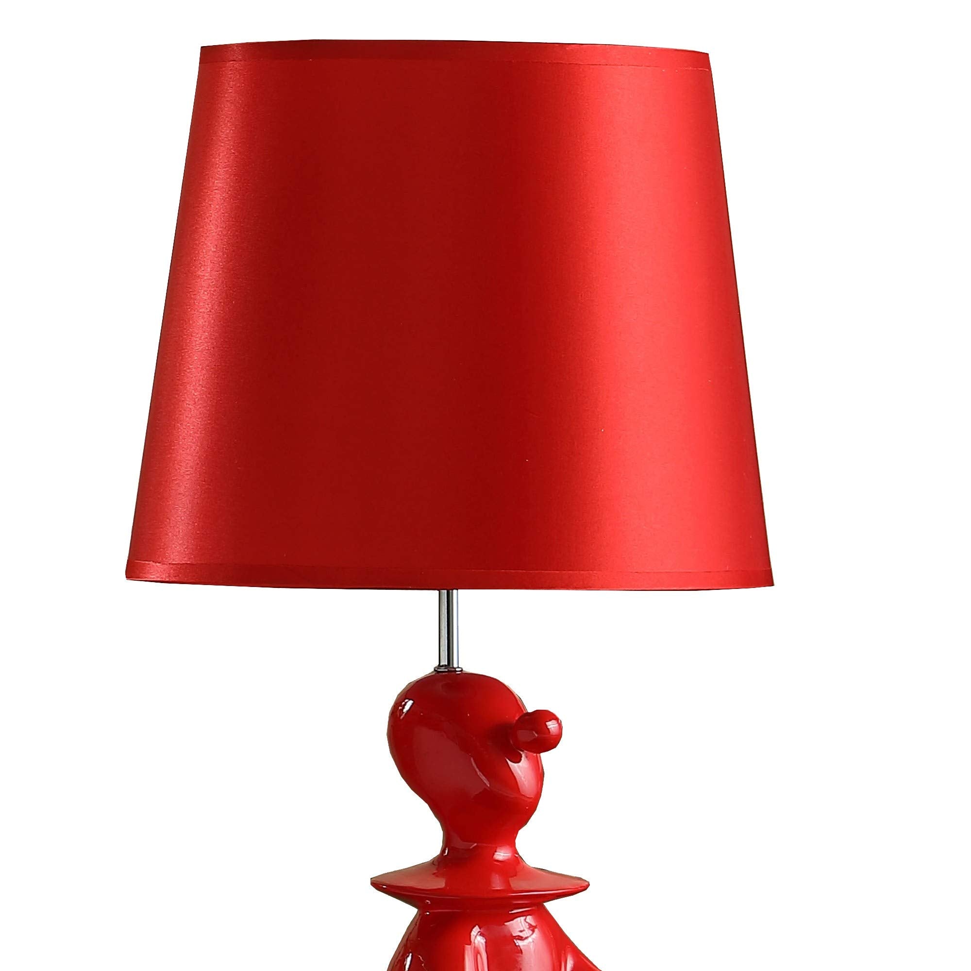 Benzara Table Lamp with Fabric Shade and Polyresin Clown Base, Red, Model BM231809