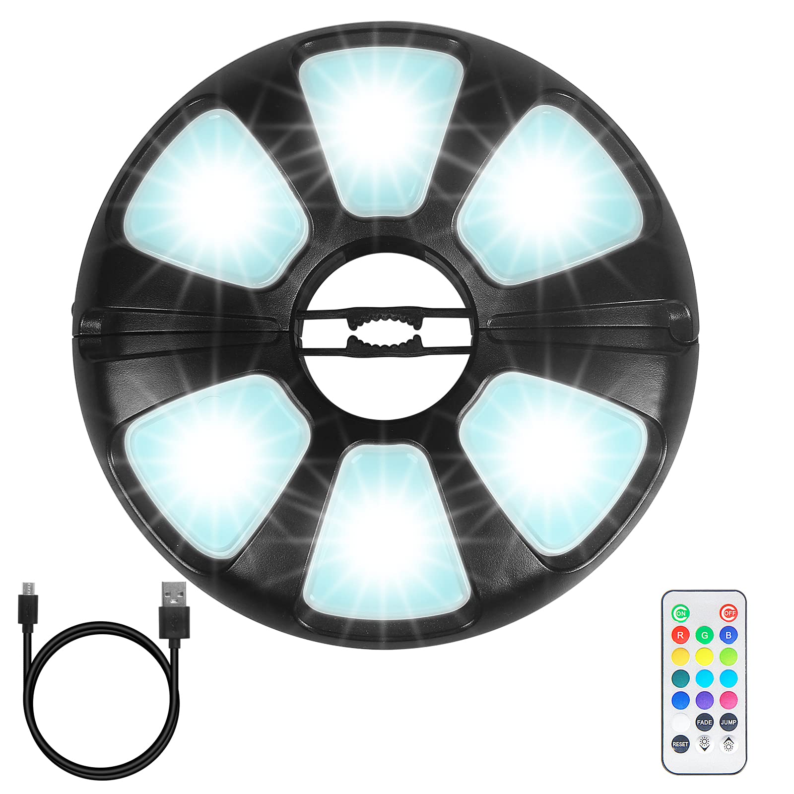 TINTINDOC Color Umbrella Light with Remote, Outdoor/Patio Umbrella Light, Rechargeable/AA Battery, Umbrella Pole Light, 300Lumen