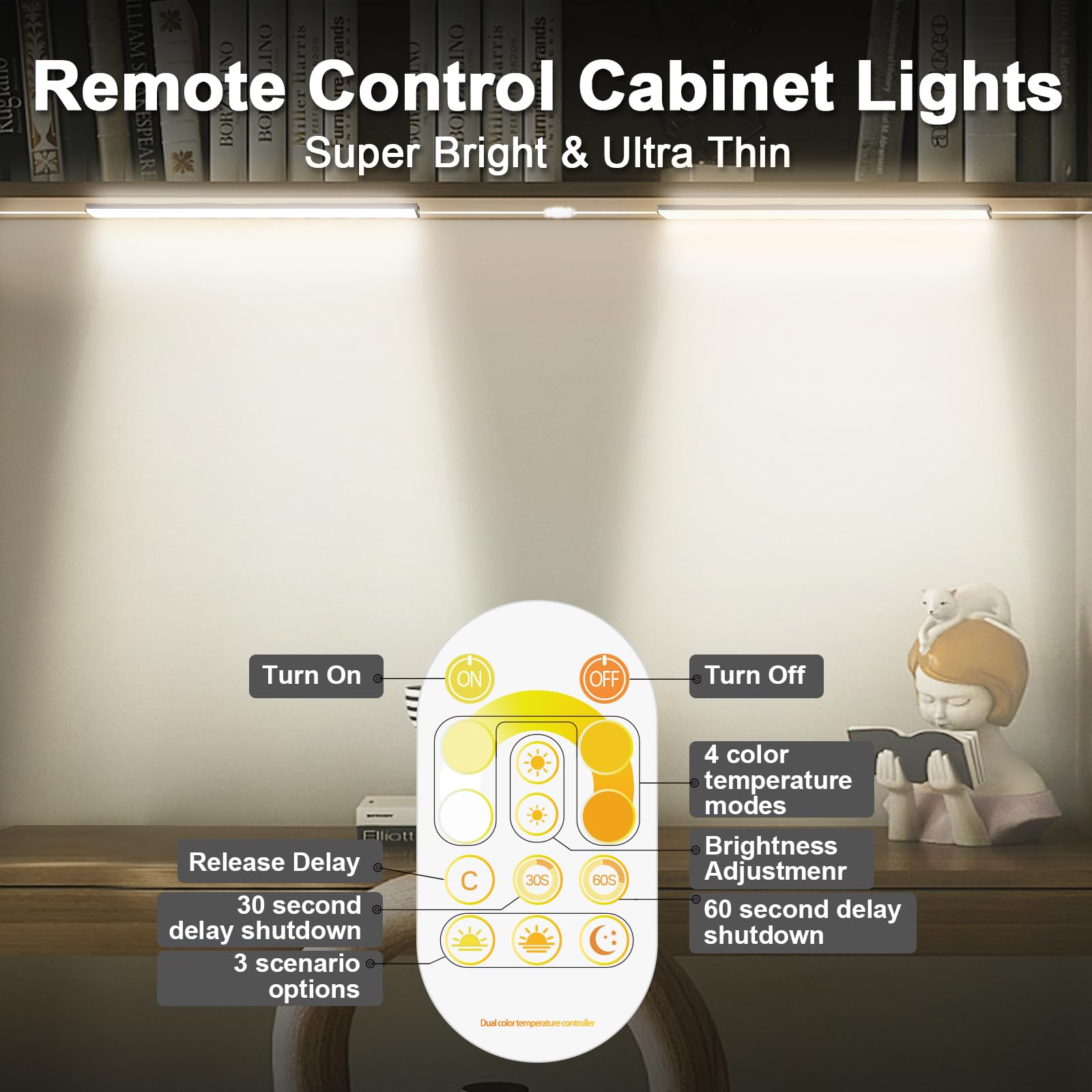 Daymeet Under Cabinet Lights, Dimmable 12" LED Lighting with Remote & App Control, 3 Color Temperatures, 3 Pcs