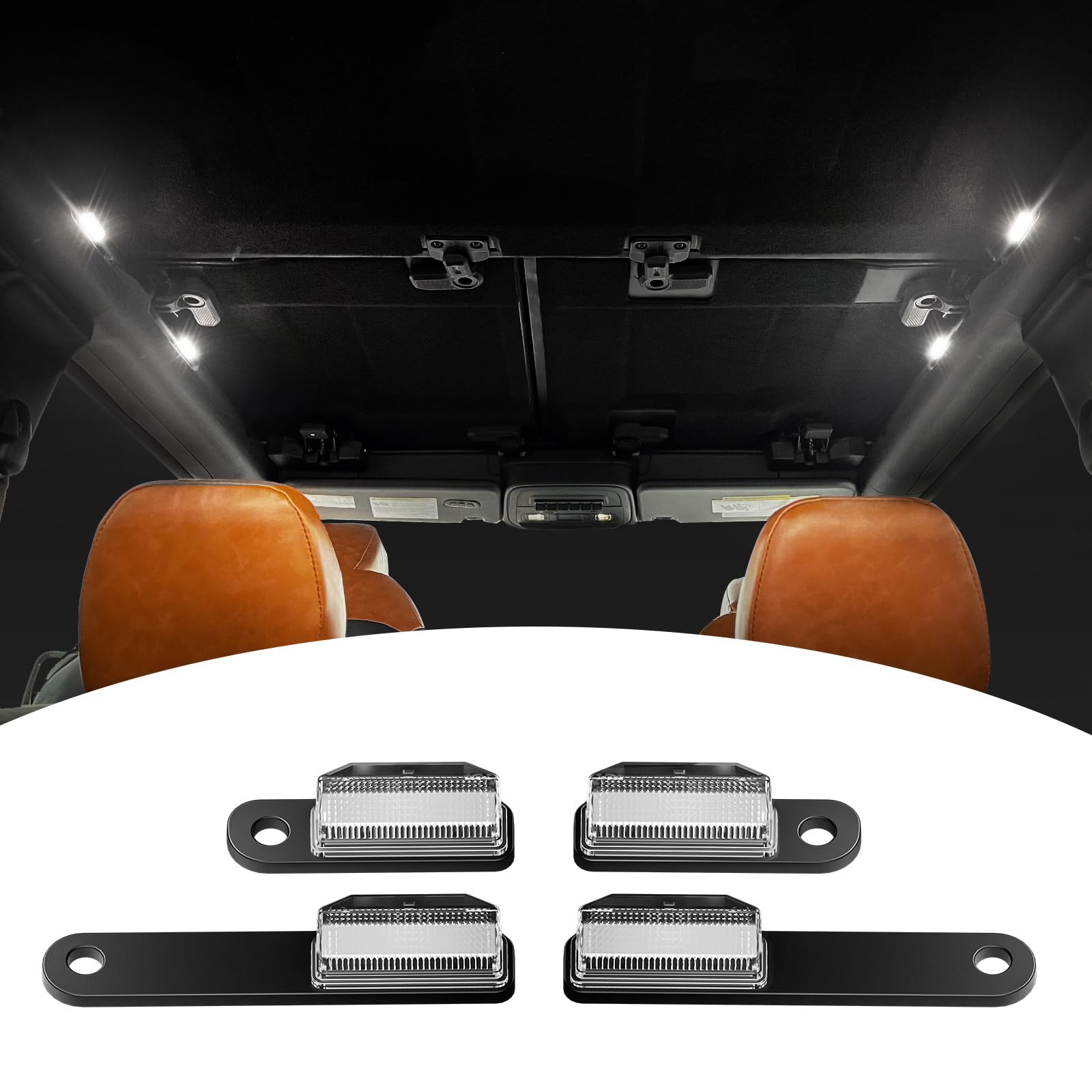 Mabett Led Interior Dome Lights 4Pcs Kit Fit Ford Bronco 2021 2022 2023 2024 Bronco Accessories 2/4 Door Easy Installation Hardtop/Softtop(Not For Sport)