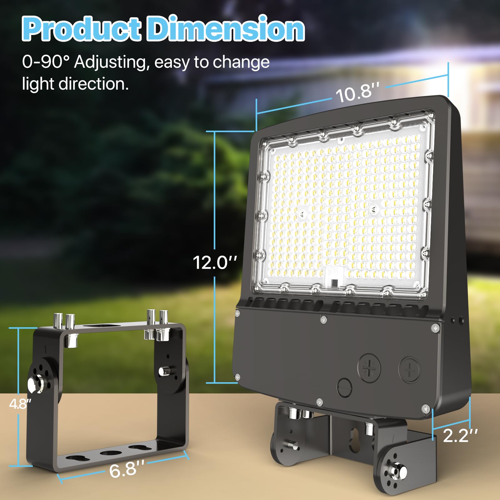 Hyperlite Parking Lot Light 200 Watt - 30000Lm Ul Listed Led Flood Lights Outdoor With Adjustable Trunnion Wall Mount - Waterpro