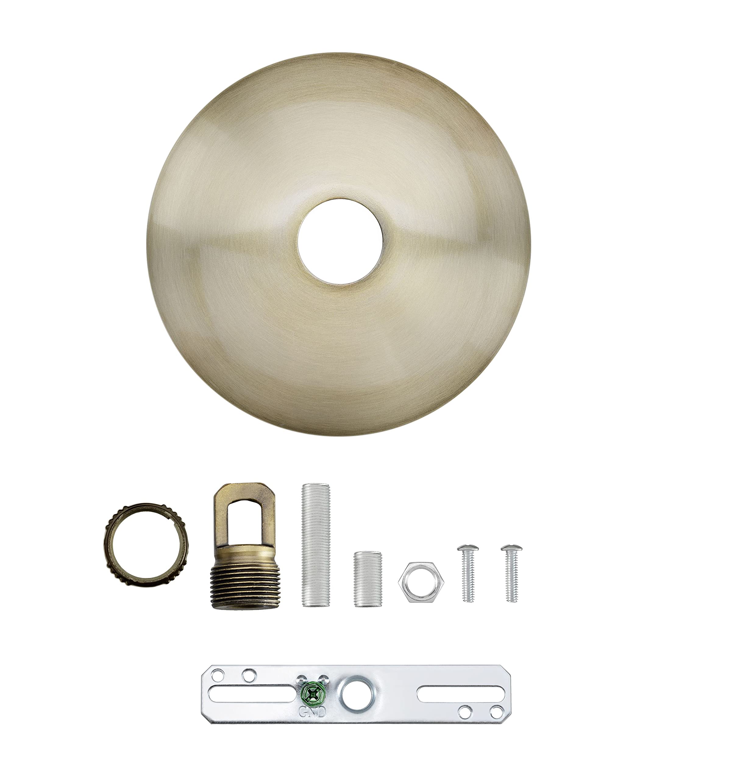 Aspen Creative 21511-31, Contemporary Chandelier & Light Fixture Canopy Kit W/Collar Loop, Antique Brass, 5'' Diameter, 1'' Cent