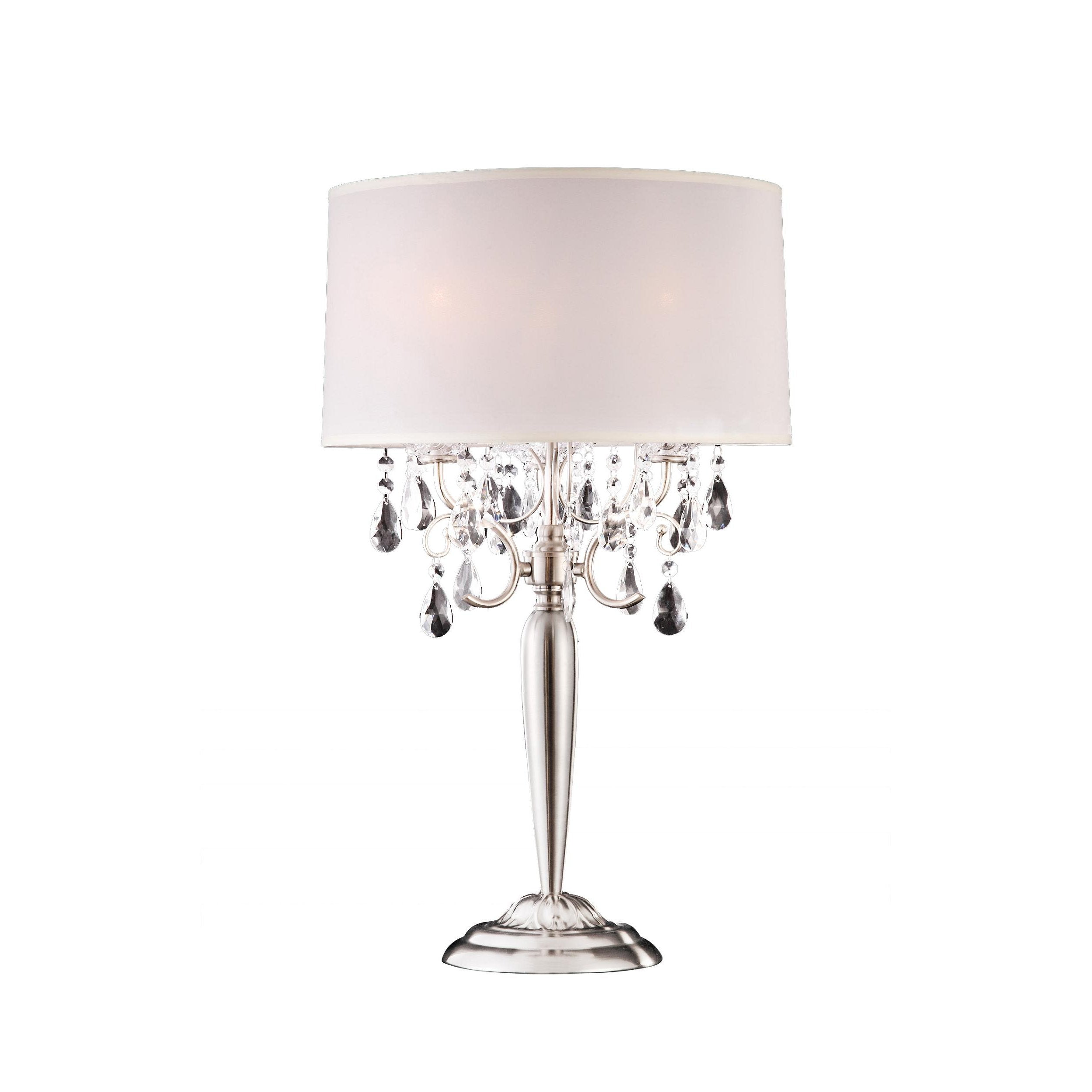 Ok Lighting OK-5109T Crystal Silver Table Lamp, 16&quot; x 16&quot; x 30&quot;
