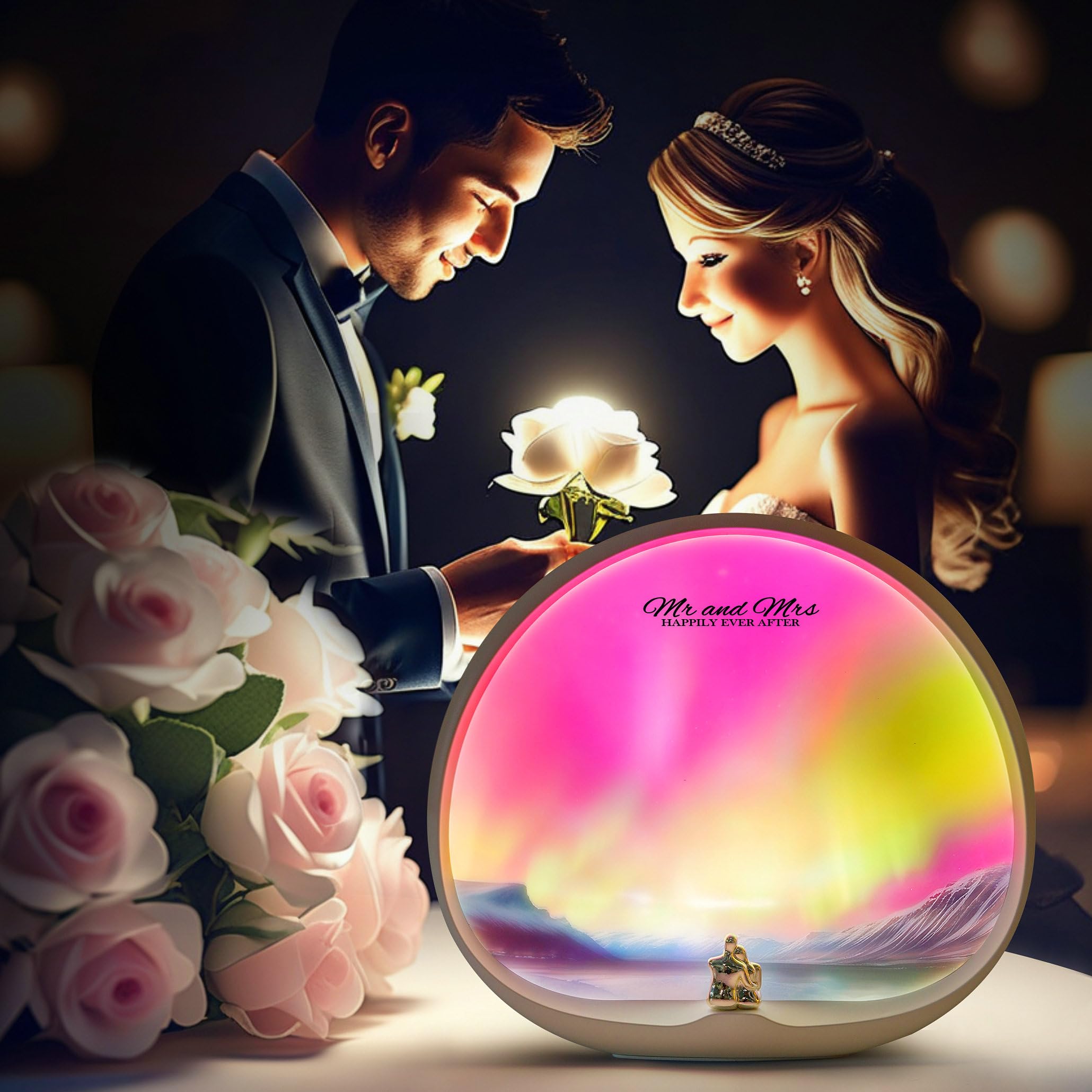 mamre Dimmable Night Lamp - Aurora Light, Model BY2410, Ideal for Weddings, Anniversaries, Valentine's Day, Birthdays, Christmas