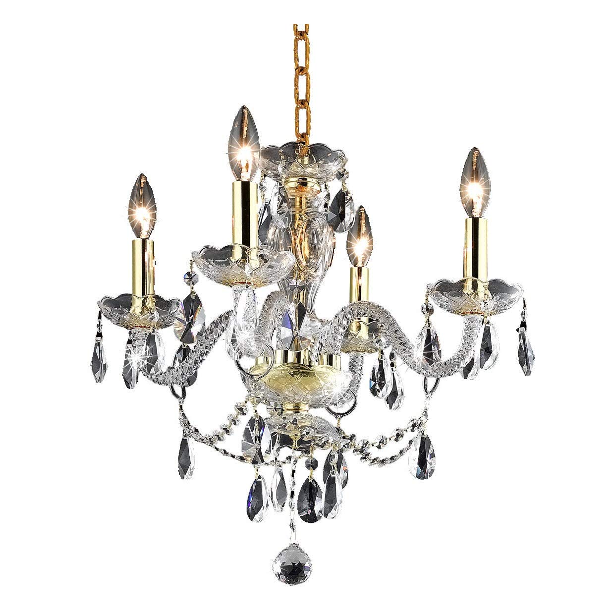 Elegant Lighting Gold 4-Light Metal Pendant, Transitional Design, Alloy Steel Construction