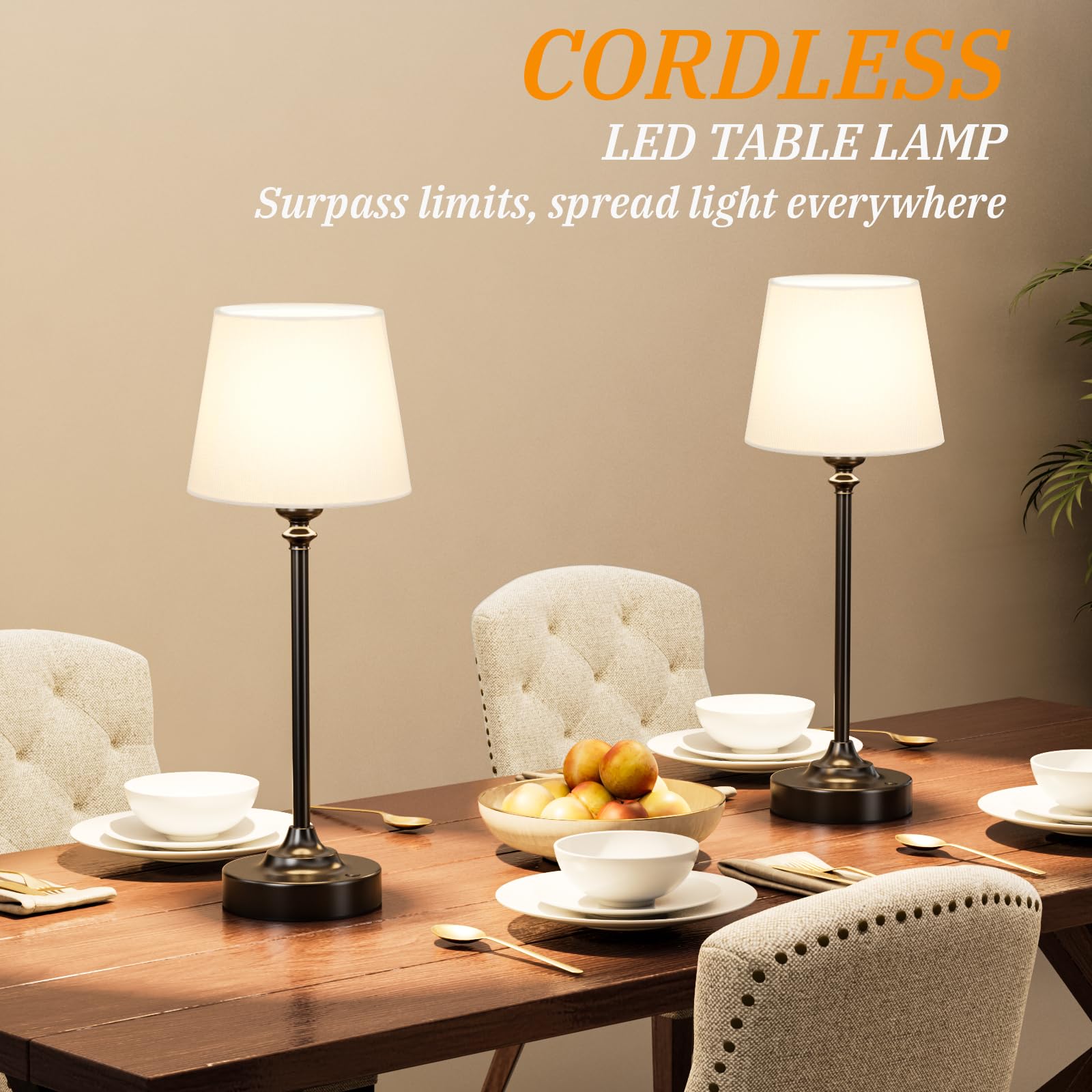 Kakanuo Cordless Table Lamp Rechargeable Black - 1 Pack 4000Mah Battery Operated Lamp For Decor, 3000K Stepless Dimming Touch Co