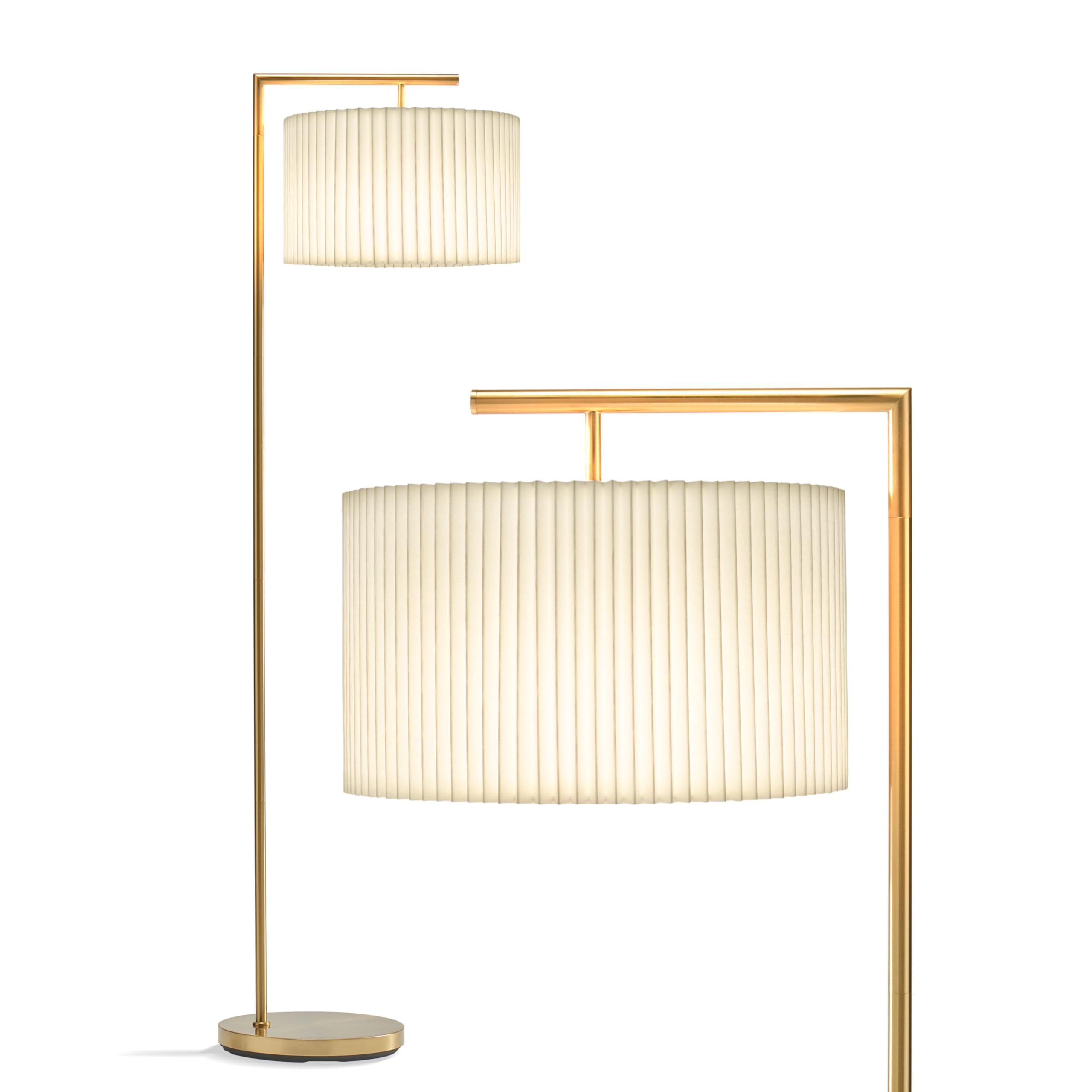 Brightech Montage Modern Floor Lamp - LED Tall Standing Lamp for Living Rooms & Offices - Brass, Antique Brass - Model FL-MNTGMDPL-BRS
