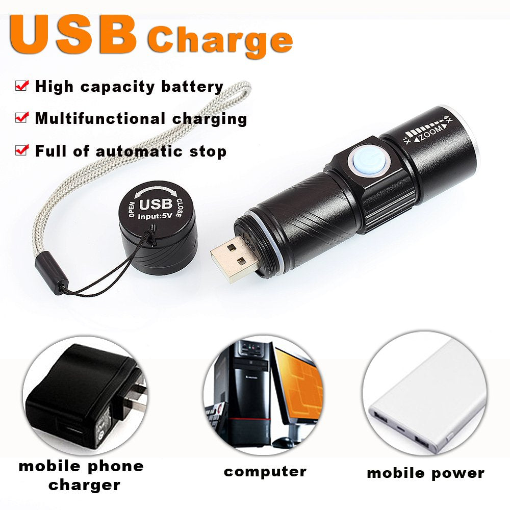 DARKBEAM USB 395nm UV Rechargeable Flashlight - Black Portable LED Light for Dog Urine Detection & Resin Curing