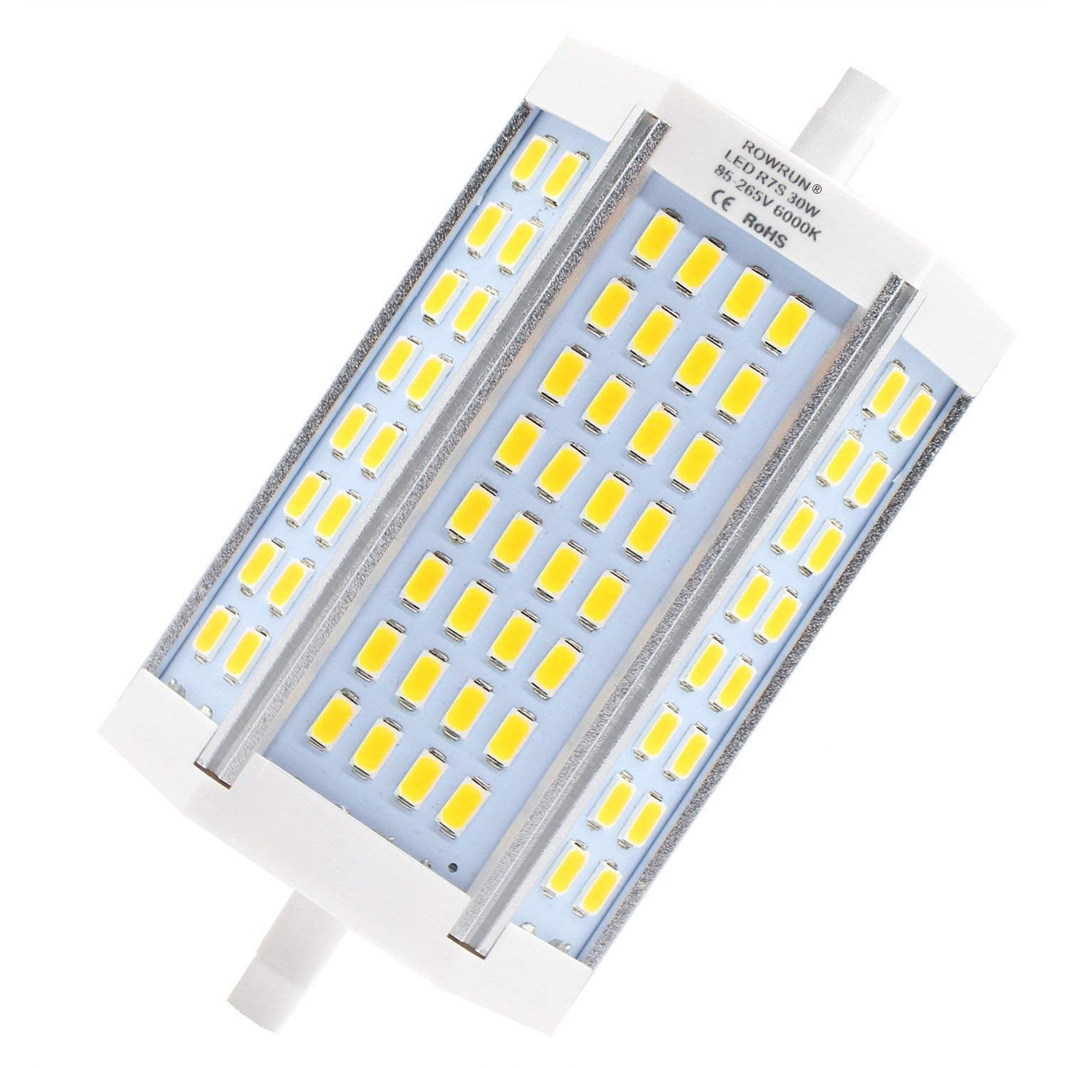 Rowrun 30W R7S J118 T3 LED Bulb Daylight White R7S Base 118mm 300W Equivalent Double Ended led Replacement for Halogen Workshop Lighting Bulb 6000K Non Dimmable (1)