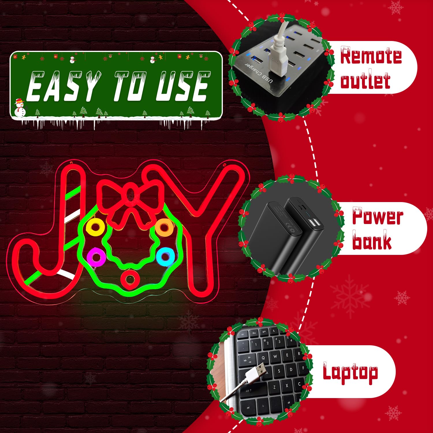 Christmas Neon Sign Christmas Joy Neon Sign Christmas Led Sign Candy Neon Christmas Decorations Joy Christmas Lights Dimmable Li