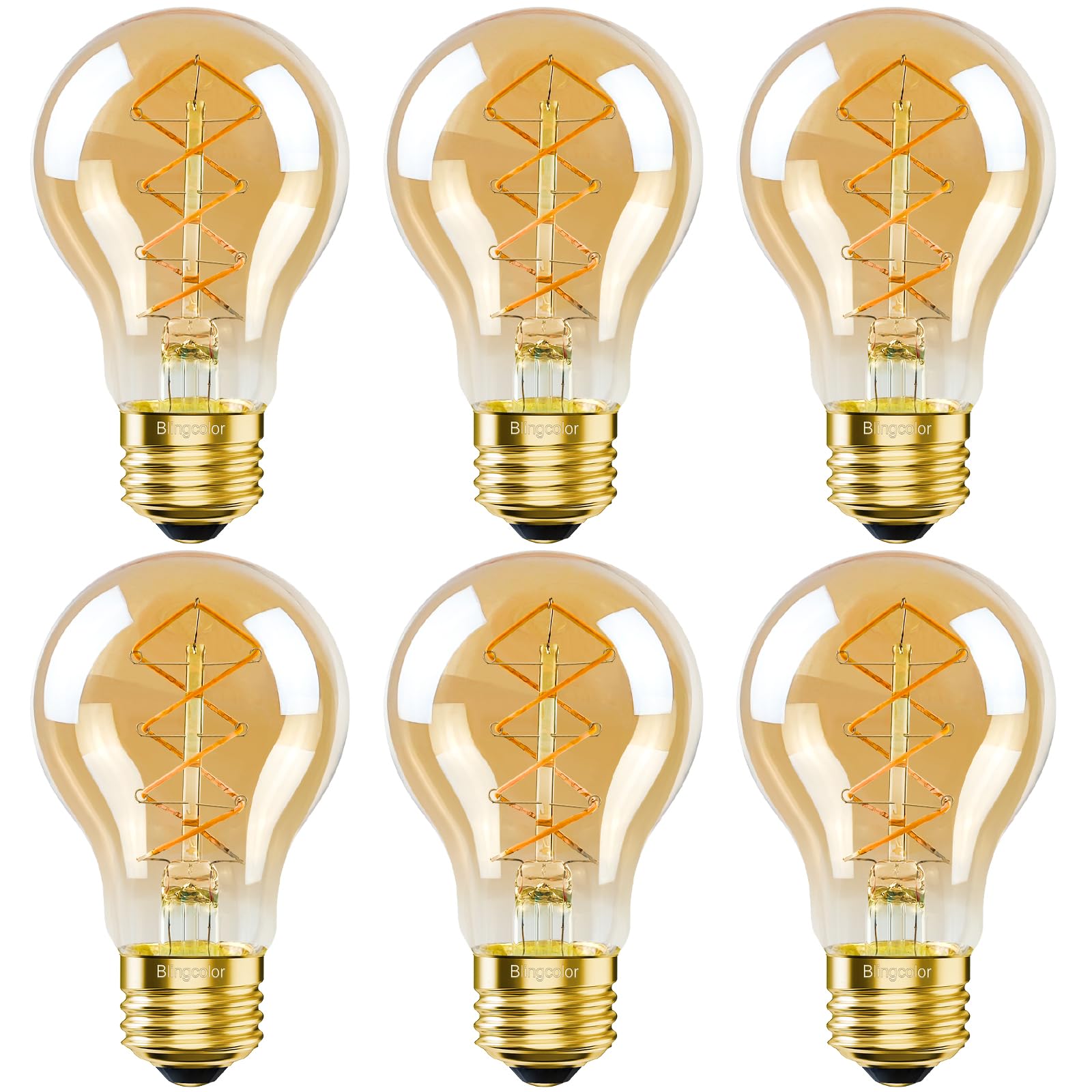 Blingcolor A19 Vintage Led Edison Bulbs 40 Watt, Dimmable E26 Led Edison Warm Light Bulbs 2200K, 4W Equal 40 Watt Incandescent B
