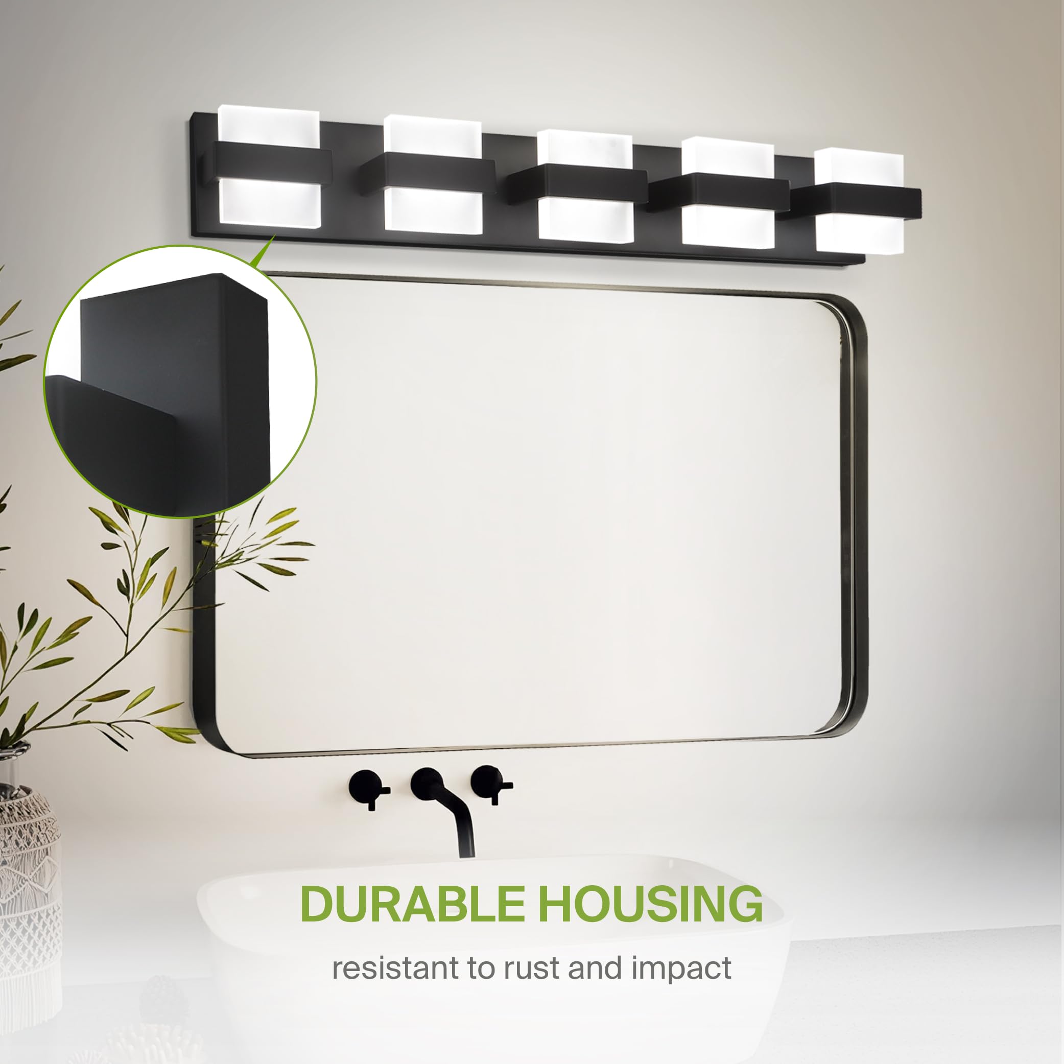 Asd Led 33 Inch Bathroom Vanity Light Fixture | 5-Lights 28W 2500Lm 2700-6000K 120V | 5Cct, Dimmable, Up And Down Illumination,