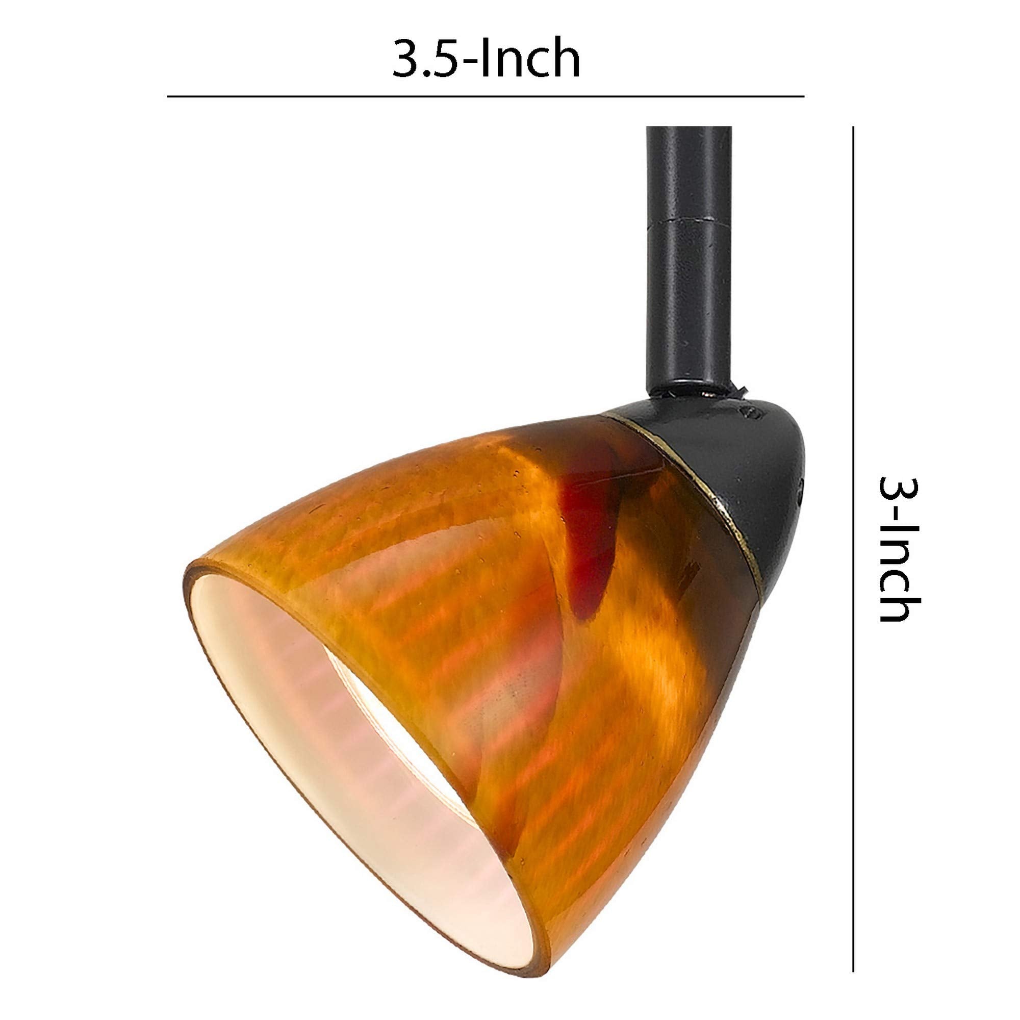 Benzara Hand Blown Glass Shade Track Light Fixture, Metal Frame, Dark Bronze, Model BM220755