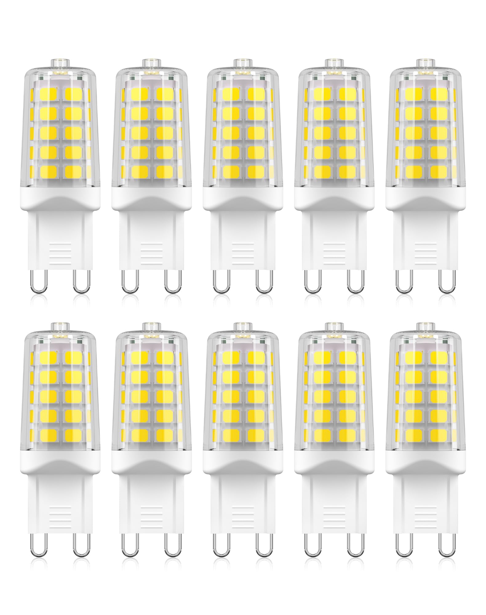 Gohdlamp 10 Pack G9 Led Bulb, 40 Watt Equivalent T4 Chandelier Light Bulbs,4W 5000K Daylight White 450Lumens Non-Dimmable, Ceram