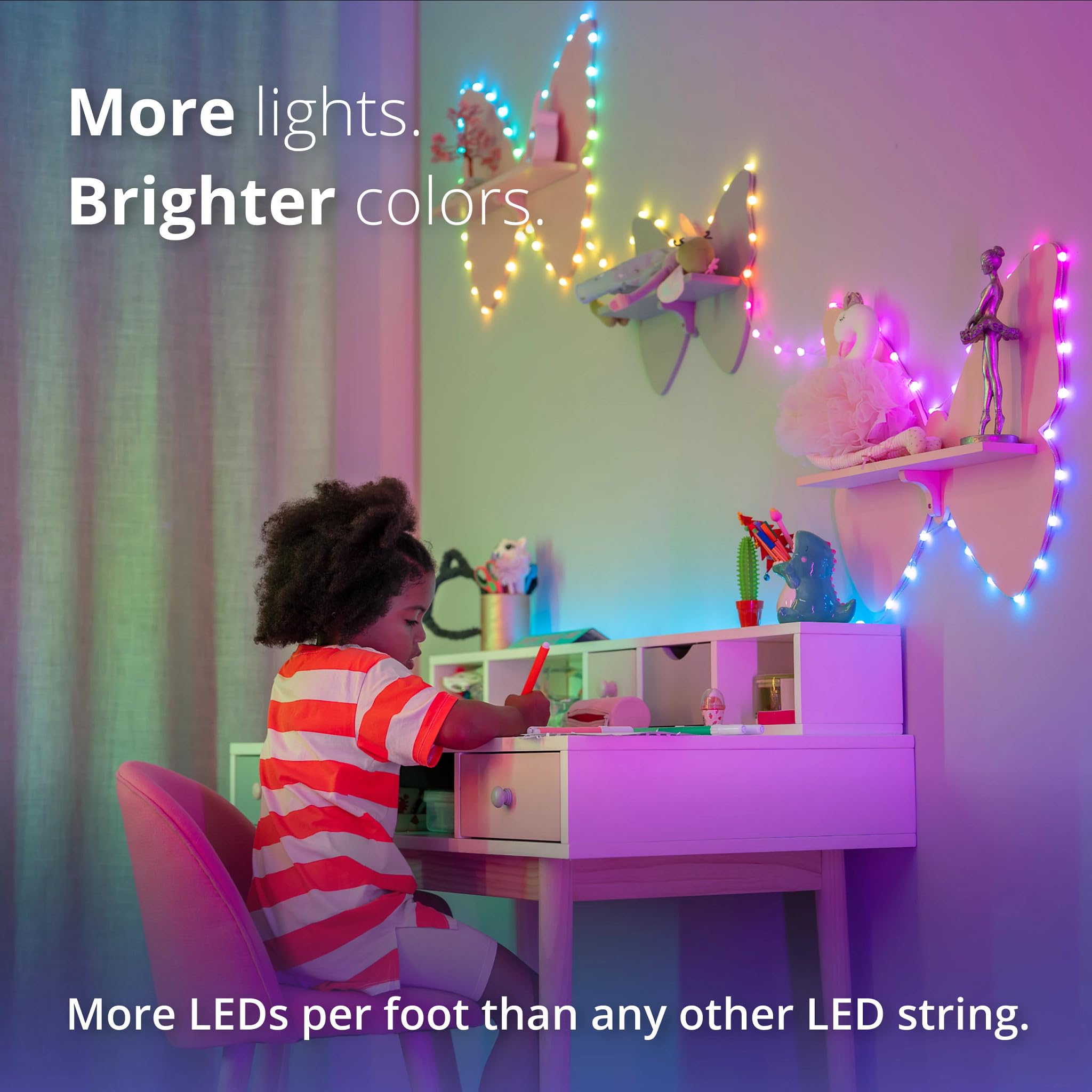Twinkly Strings USB-C Heart 200 LED, Heart-Shaped LED Light String, RGB Multicolor LED Lights, Valentines Day Lights, Compatibl