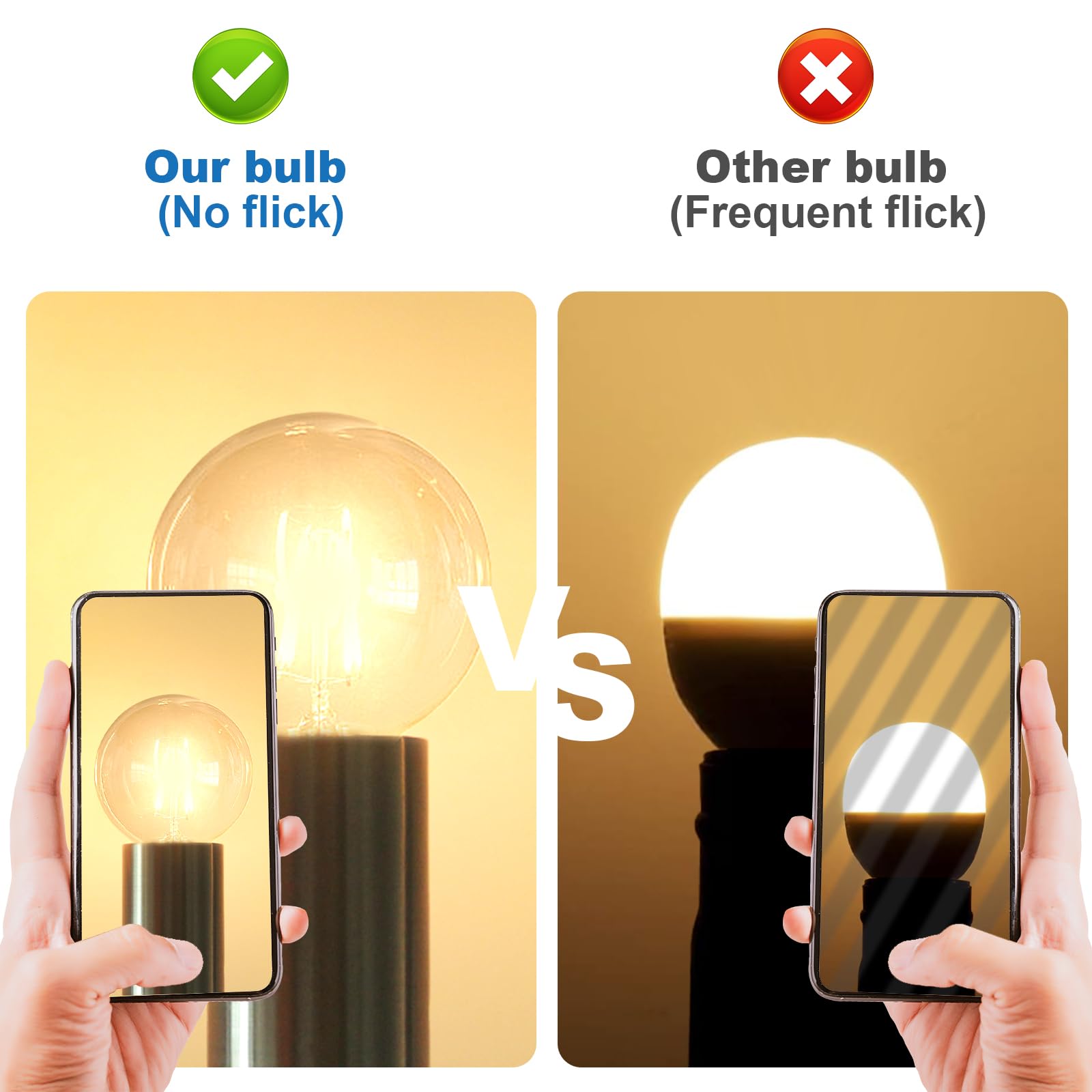 Langplus+ Led Edison Bulbs Dimmable G16.5 6W Equal 60W 110V-130V E26 Led Filament Bulb Warm White 2700K Globe Light Bulbs For Ce