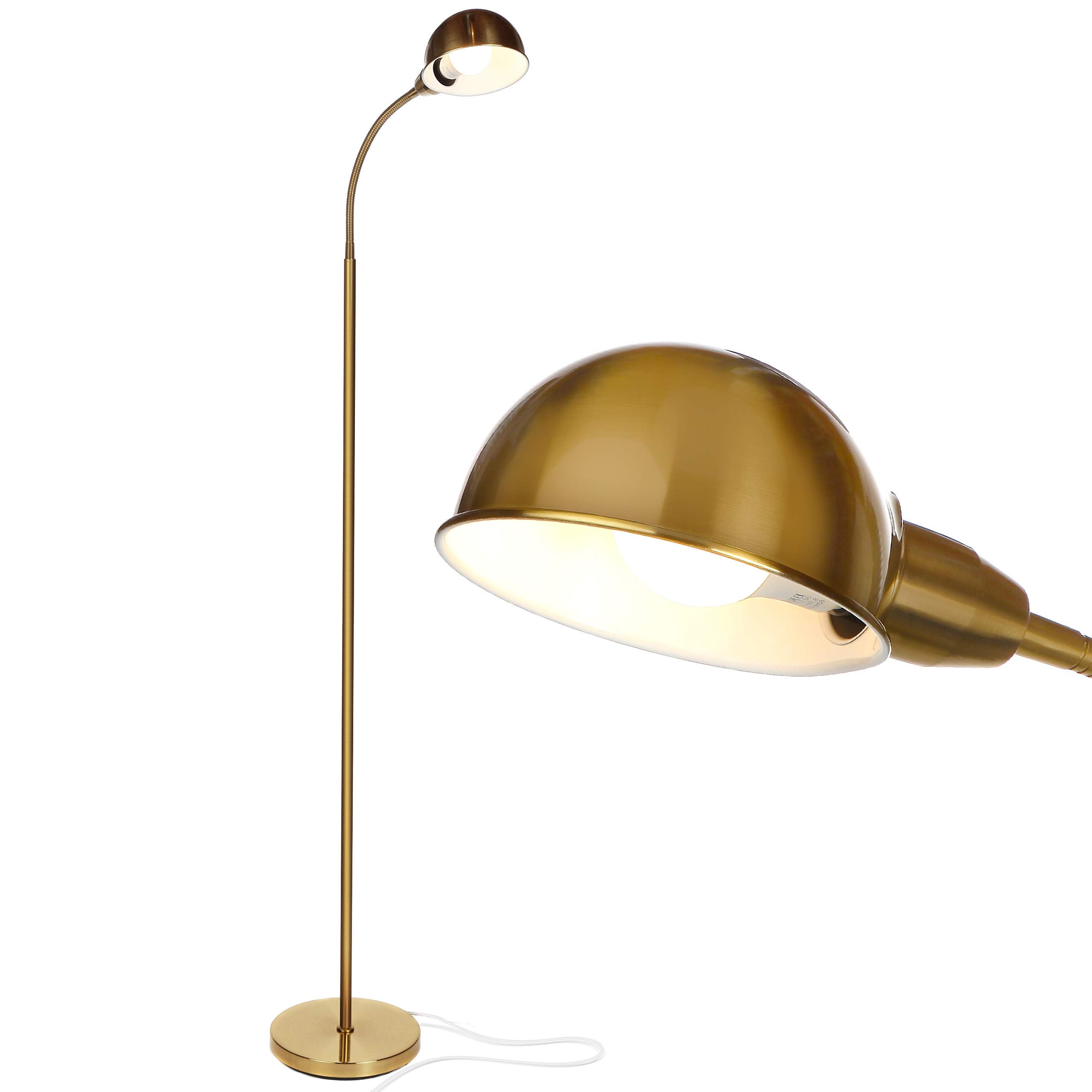 Brightech Regent LED Floor Lamp, Adjustable Gooseneck, Tall Skinny Design, Antique Brass, Model BT-FL-RGNT
