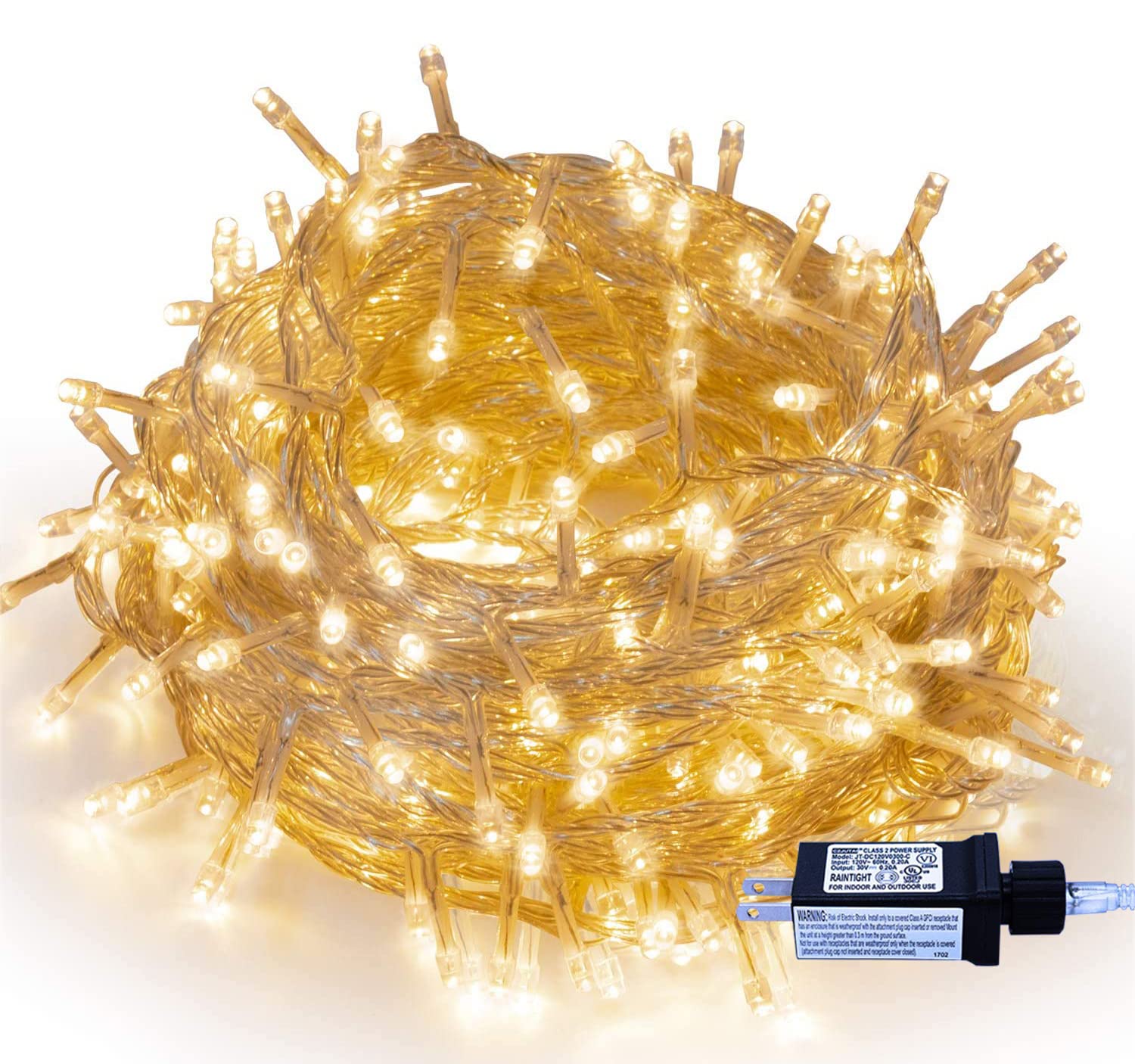 Christmas Tree Lights - 320 LEDs 115ft/35m End-to-End 8 Modes Plug in Indoor/Outdoor Waterproof Decorative Fairy Twinkle String Lights for New Year/Thanksgiving Day/Wedding/Patio/Home - Warm White