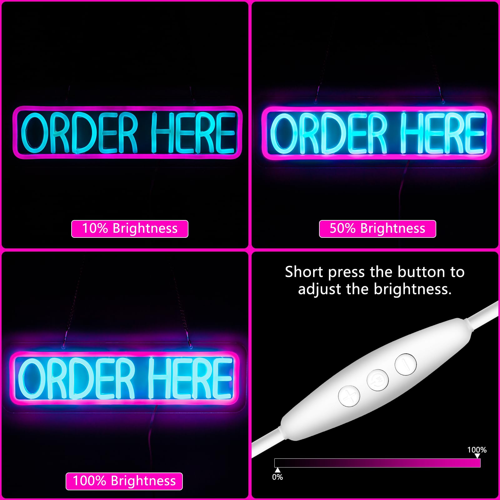 Moodlion Neon Sign for Wall Decor - Order Here LED Light, 15.8x4.8 IN, Acrylonitrile Butadiene Styrene, Model JMNH00037-ORDER,