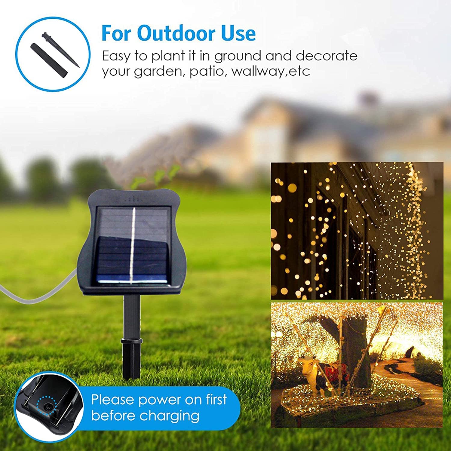 ZNYCYE Solar Fairy Lights - 200 LED Waterproof String Lights, 8 Modes, Warm White, 1 Pack, Model c0965553-e722-45f7-b996-a391