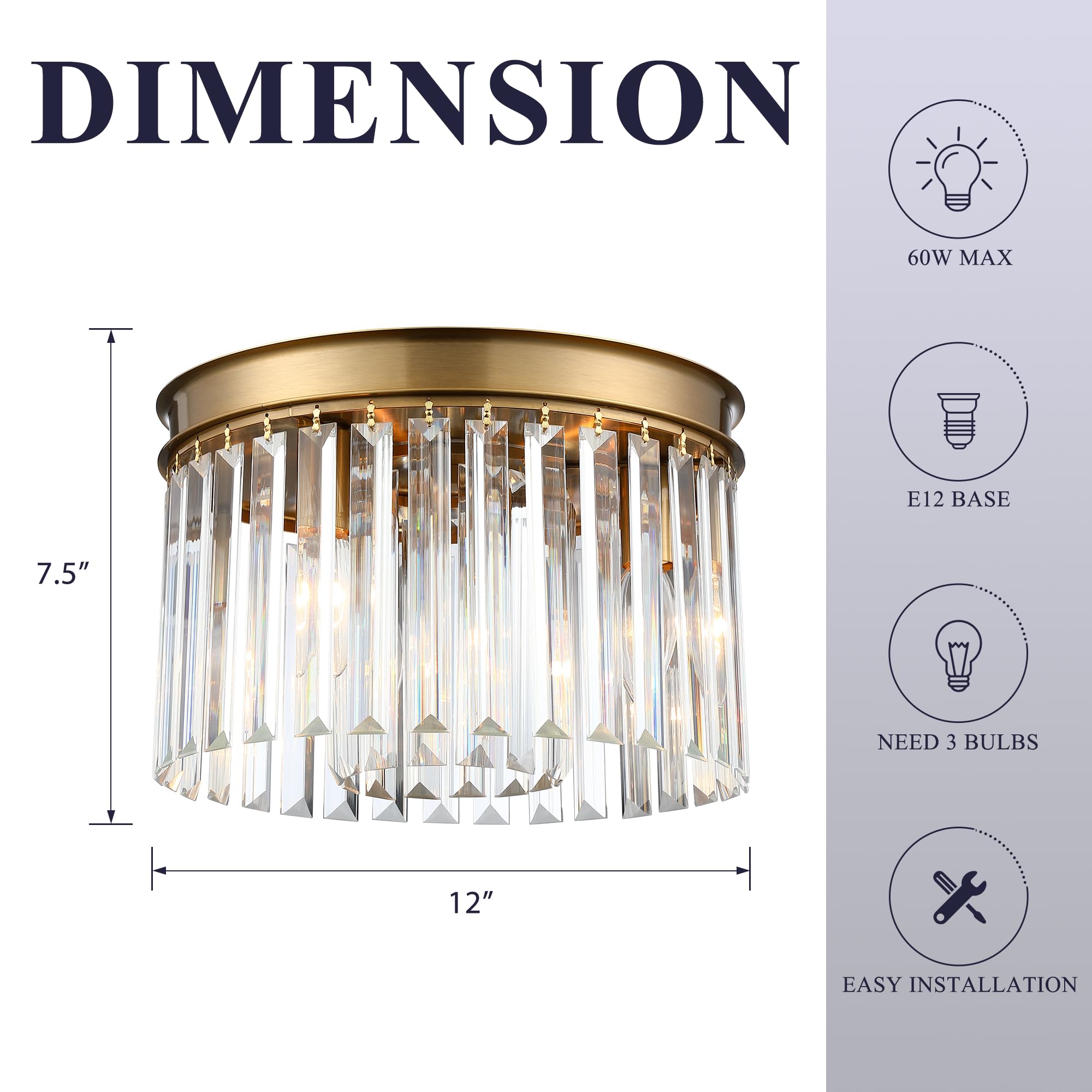 Klklch Ceiling Light, Modern Crystal Light Fixture For Living Room Dining Room Bedroom Kitchen Hallway, Xdd006-3-G-M
