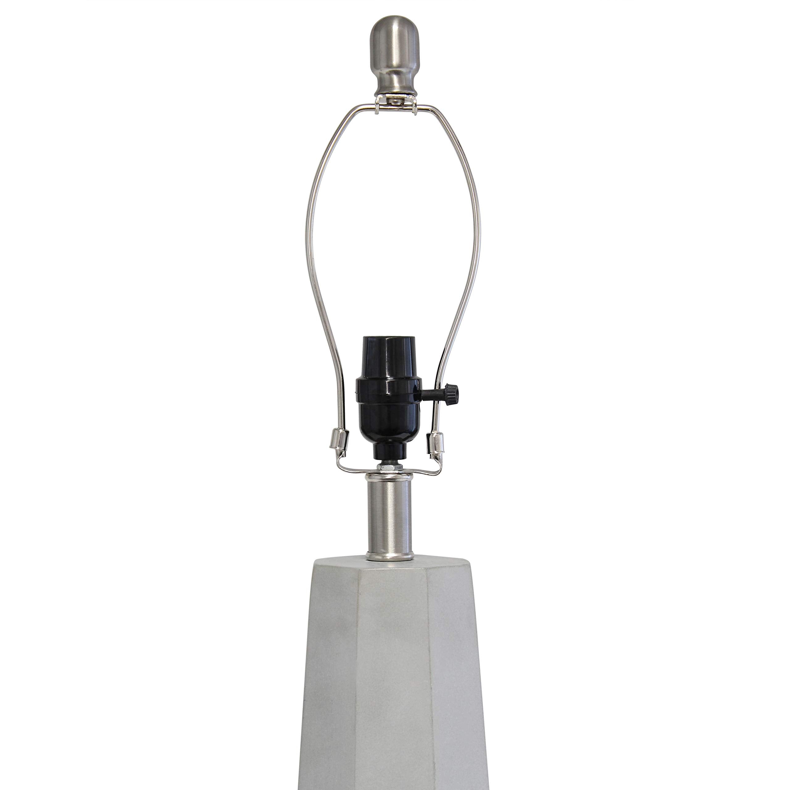 Elegant Designs LT3324-WHT Concrete Table Lamp, White Fabric Shade, 14"L x 14"W x 30.5"H, Modern Home Decor