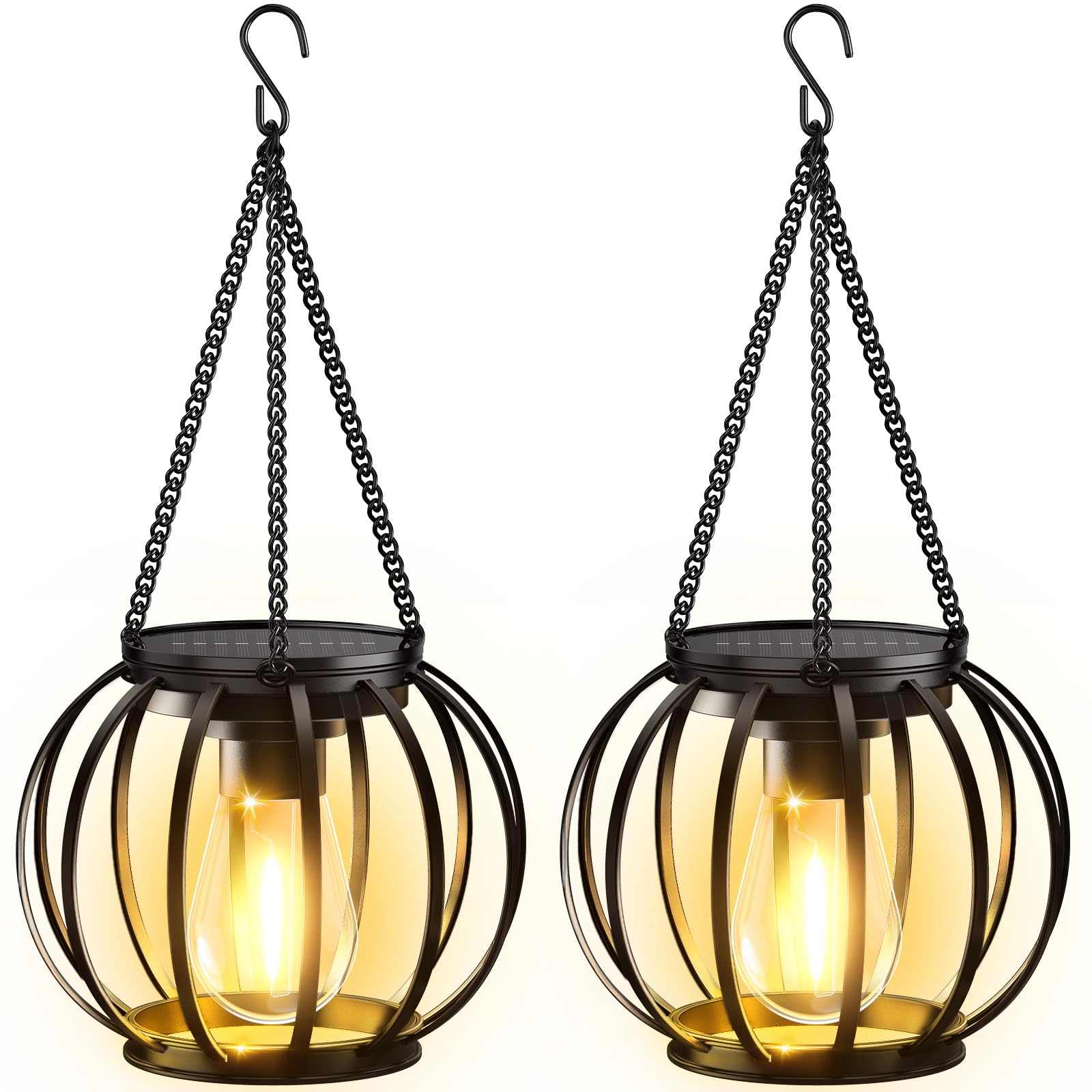 Kooper Solar Lanterns - Upgraded Metal Outdoor Lights, Waterproof, Auto On/Off, 2 Pack