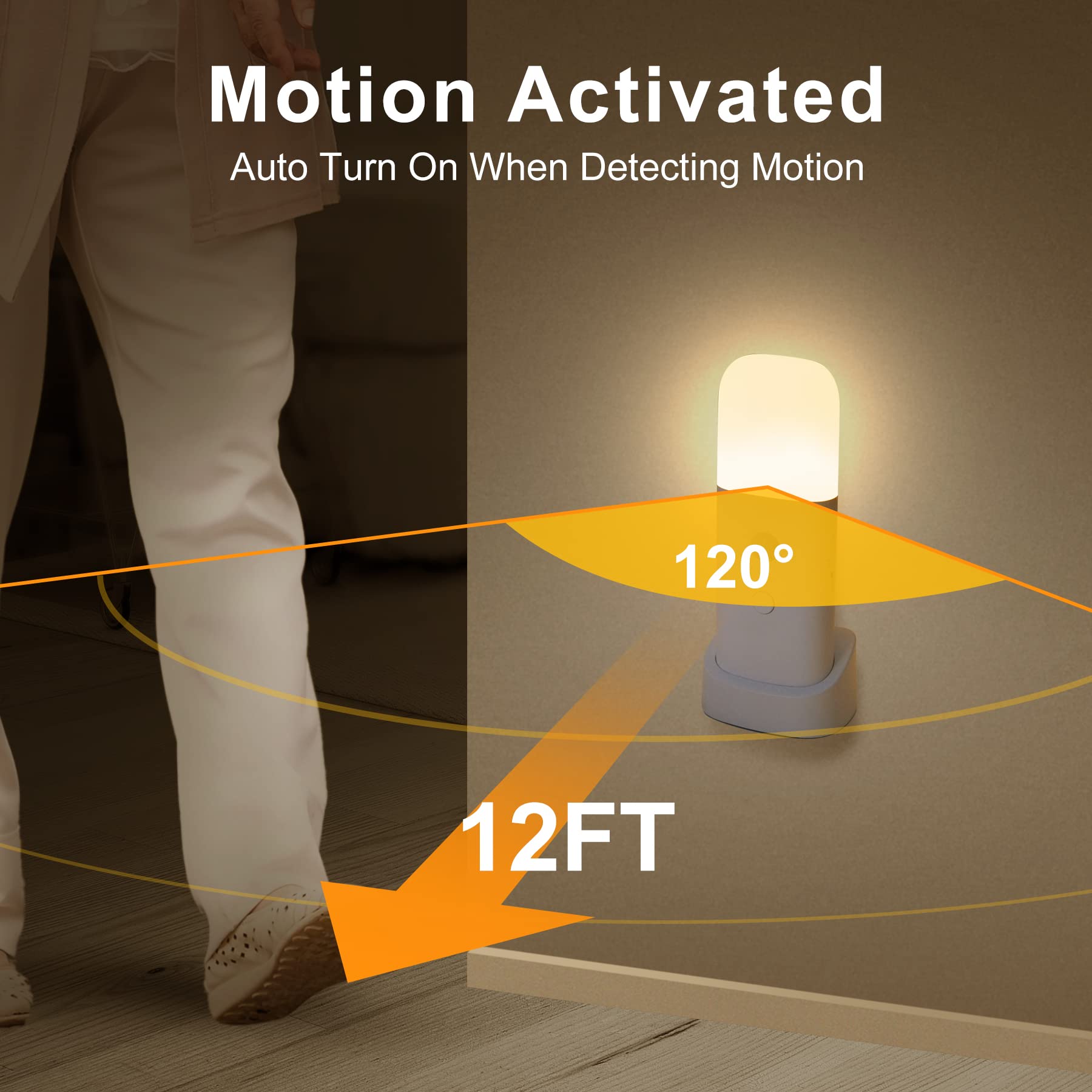 Oper Light CREWEEL Rechargeable Motion Sensor Night Light, Dimmable, Battery Oper ...