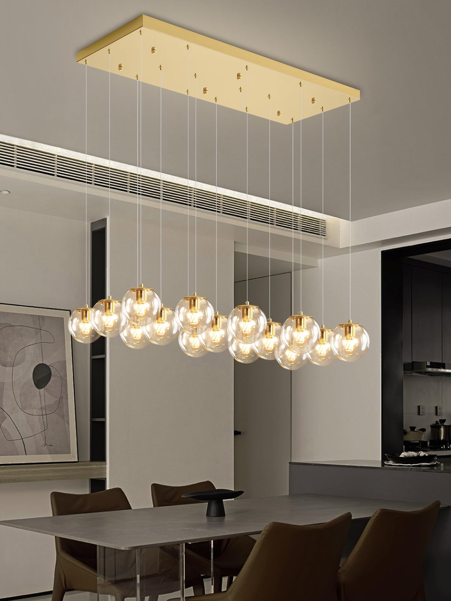 Glass Chandelier Led Modern Gold Pendant Light Globe Glass Ceiling Light 16-Lights Glass Ball Chandeliers For Staircase Living R