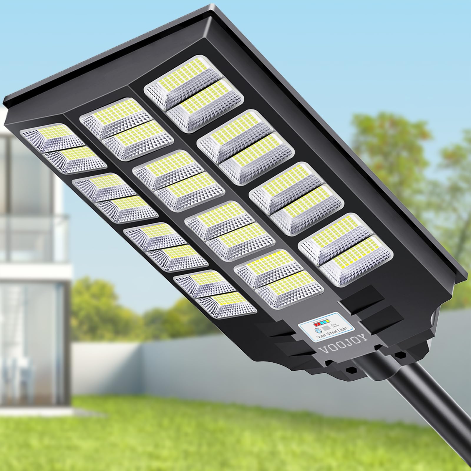 VOOJOY 8000W Solar Street Lights Outdoor Waterproof, Dusk to Dawn Solar Lights Outdoor with Motion Sensor and Remote Control for