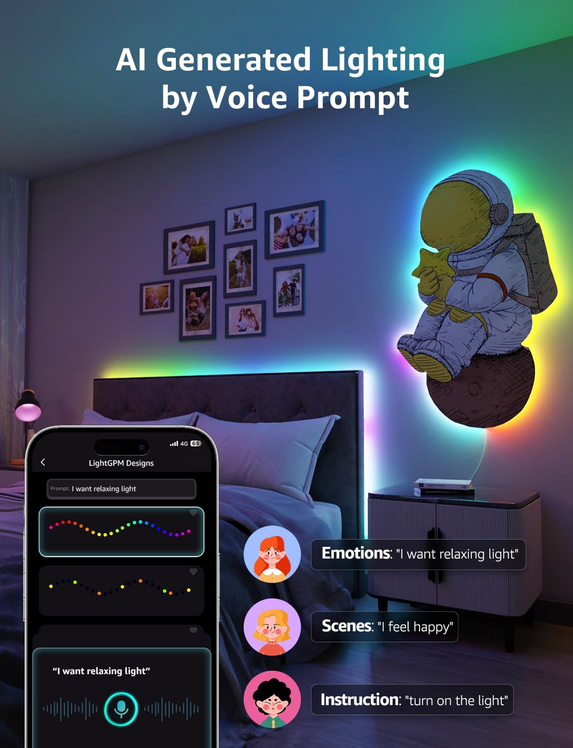 Lepro S1 Ai Led Strip Lights For Bedroom - 100Ft(2 Rolls Of 50Ft) Smart Rgb Light Strips With Ic And Rainbow Chasing Effects, Ai