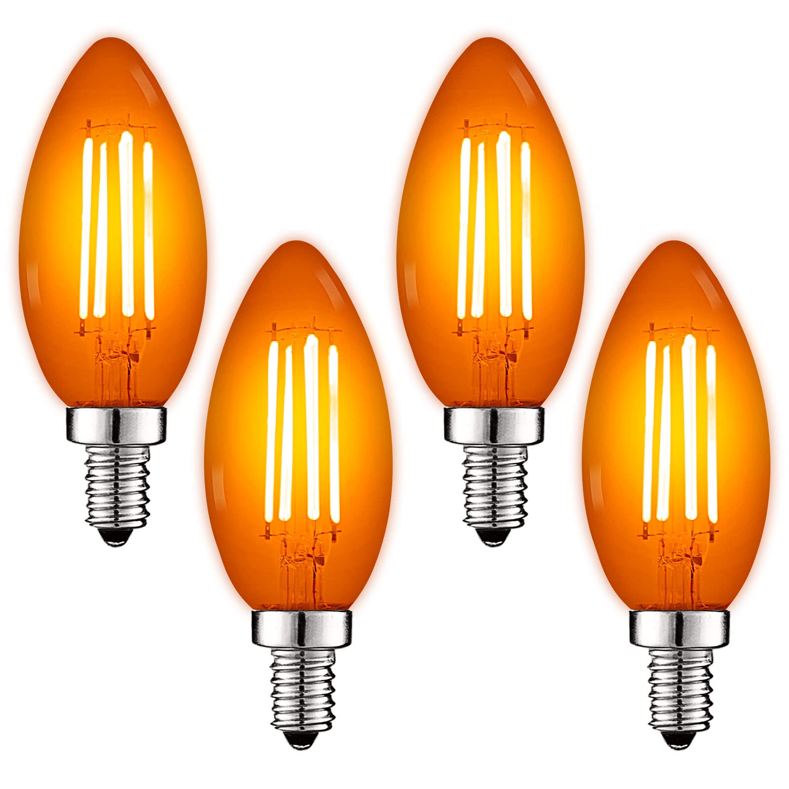 Luxrite E12 Led Filament Orange Light Bulb, 4.5W (40W Equivalent), Colored Glass Candelabra Bulb, Ul Listed, E12 Base, Indoor Ou