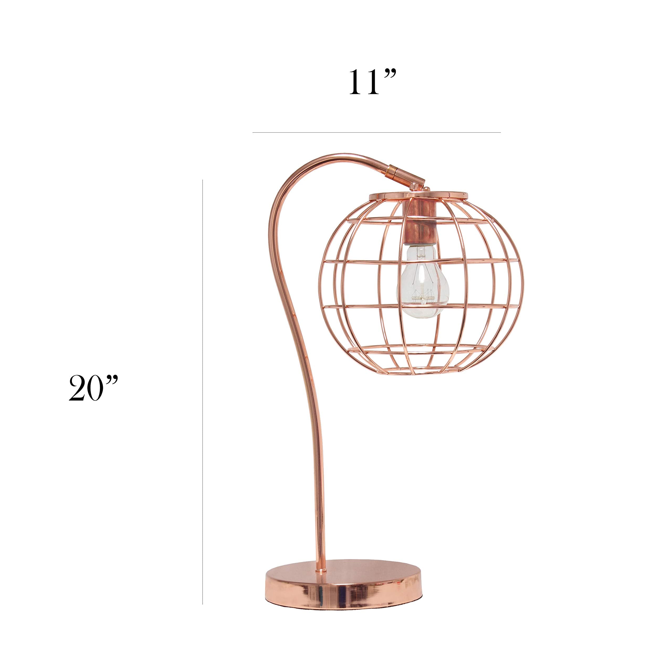 Elegant Designs LT2068-RGD Metal Table Desk Lamp, Rose Gold, Caged Design