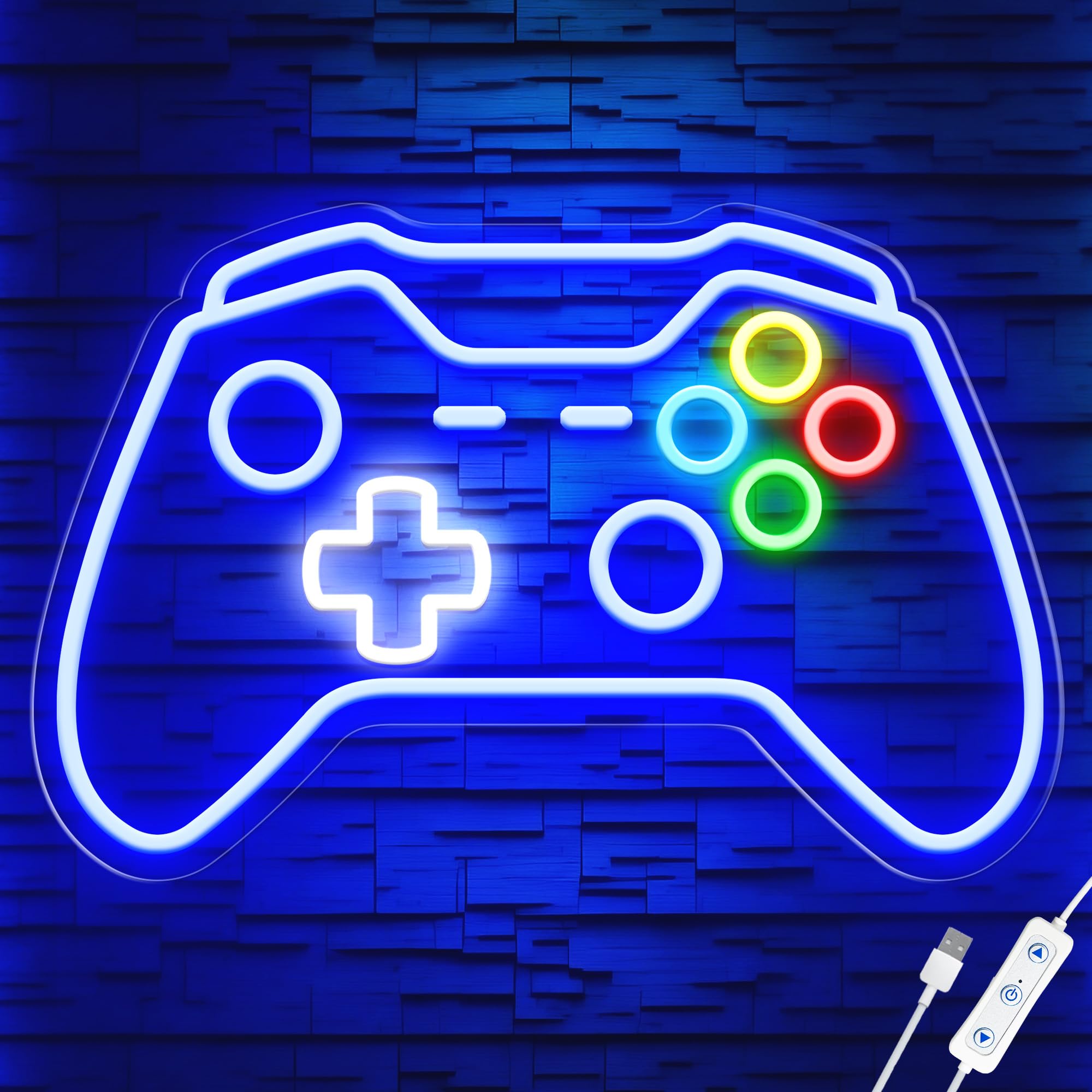 CULOIS Gamer Neon Sign, Adjustable Brightness, 16x10.5 inch, Blue/White-Gamer, Gaming Decor for Room and Boys Bedroom