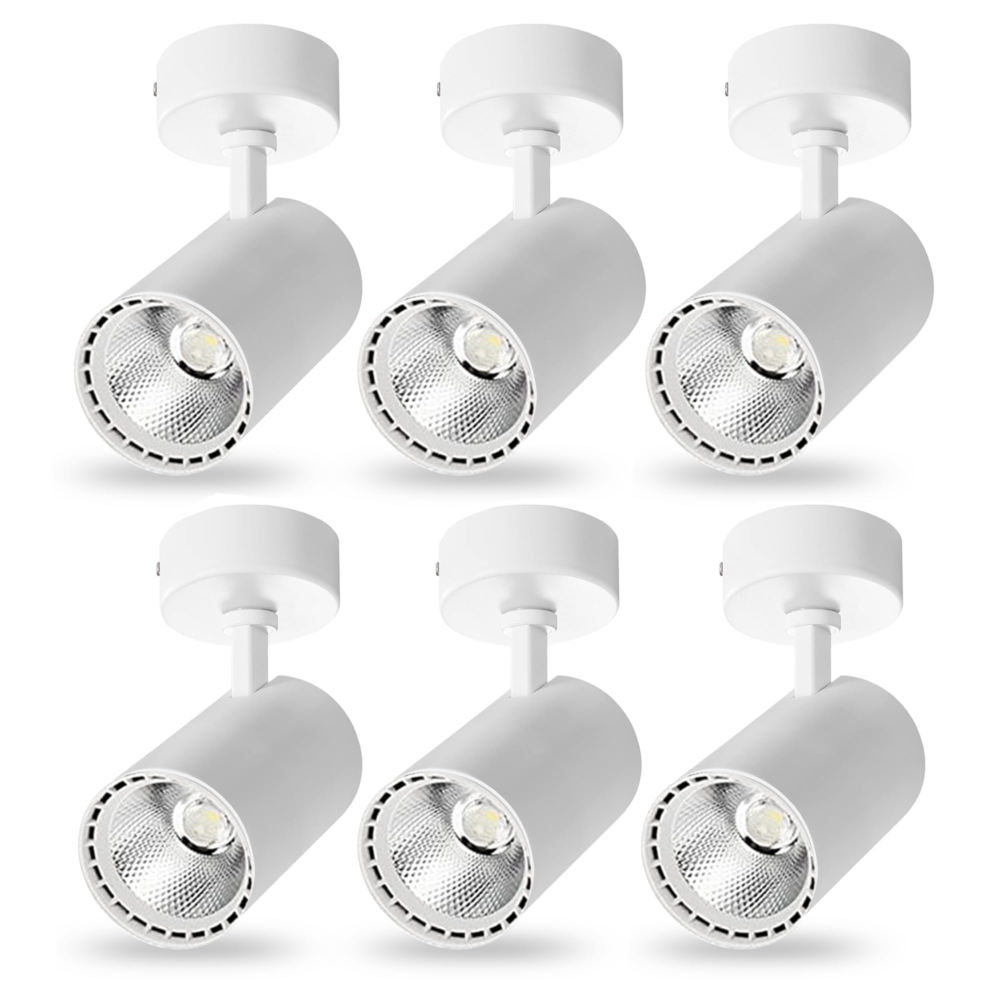 Bravsekai Ceiling Spot Lights, 6 Packs Extra Brightness 25W Adjustable 90 Degrees, Anti Glare Ceiling Spotlight Fixture, Flush M