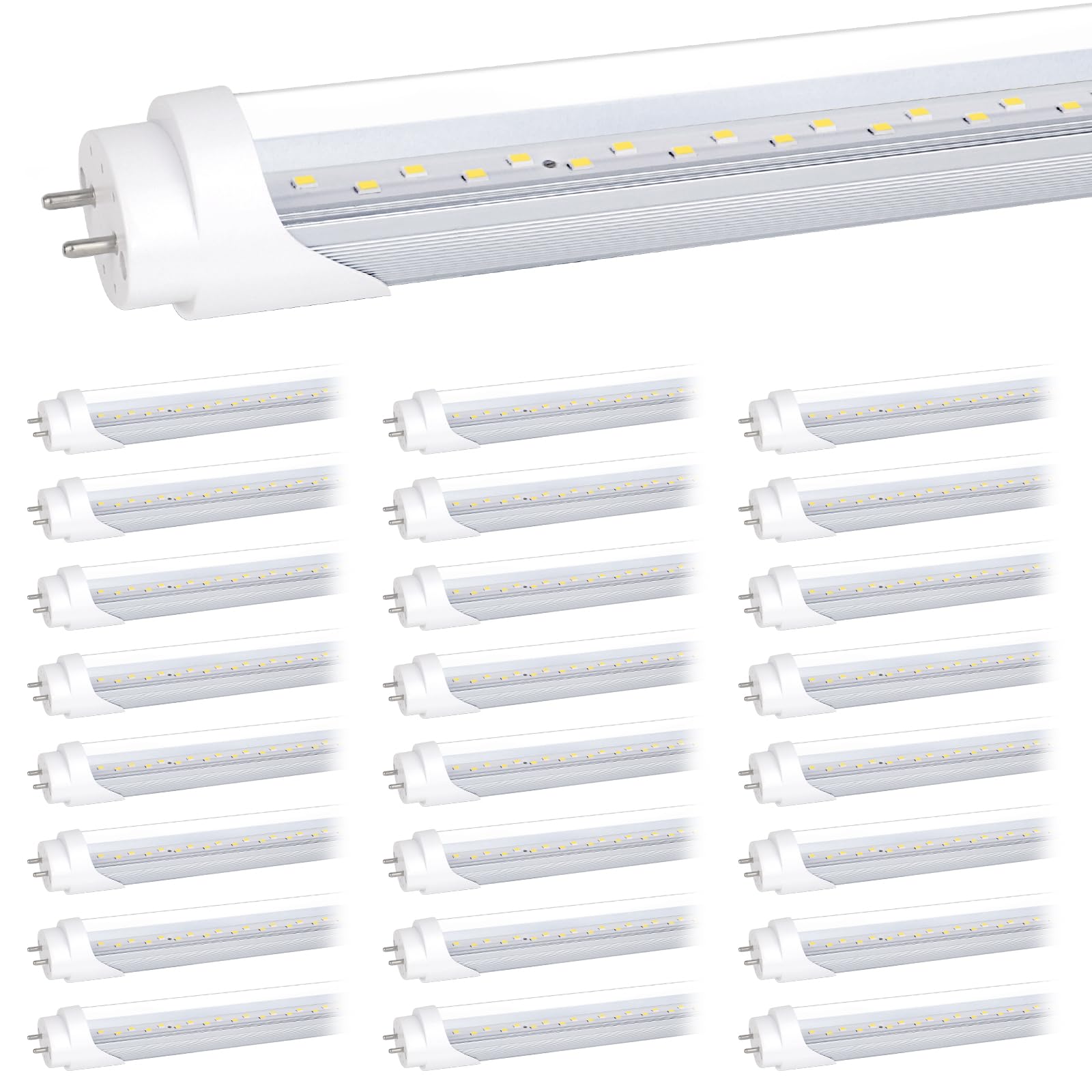 Nimgoti 25-Pack T8 Led Bulbs 4 Foot, 24W 3200Lm 5000K Daylight Tube Lights, Ballast Bypass, Type B, Dual-End Powered, Replacemen