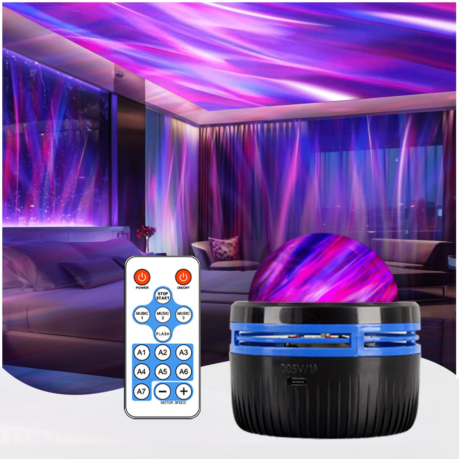 4 in 1 Northern Lights and Ocean Wave Projector with 28 Effects of Galaxy Light for Game Rooms, Parties, Light Projector for Bed