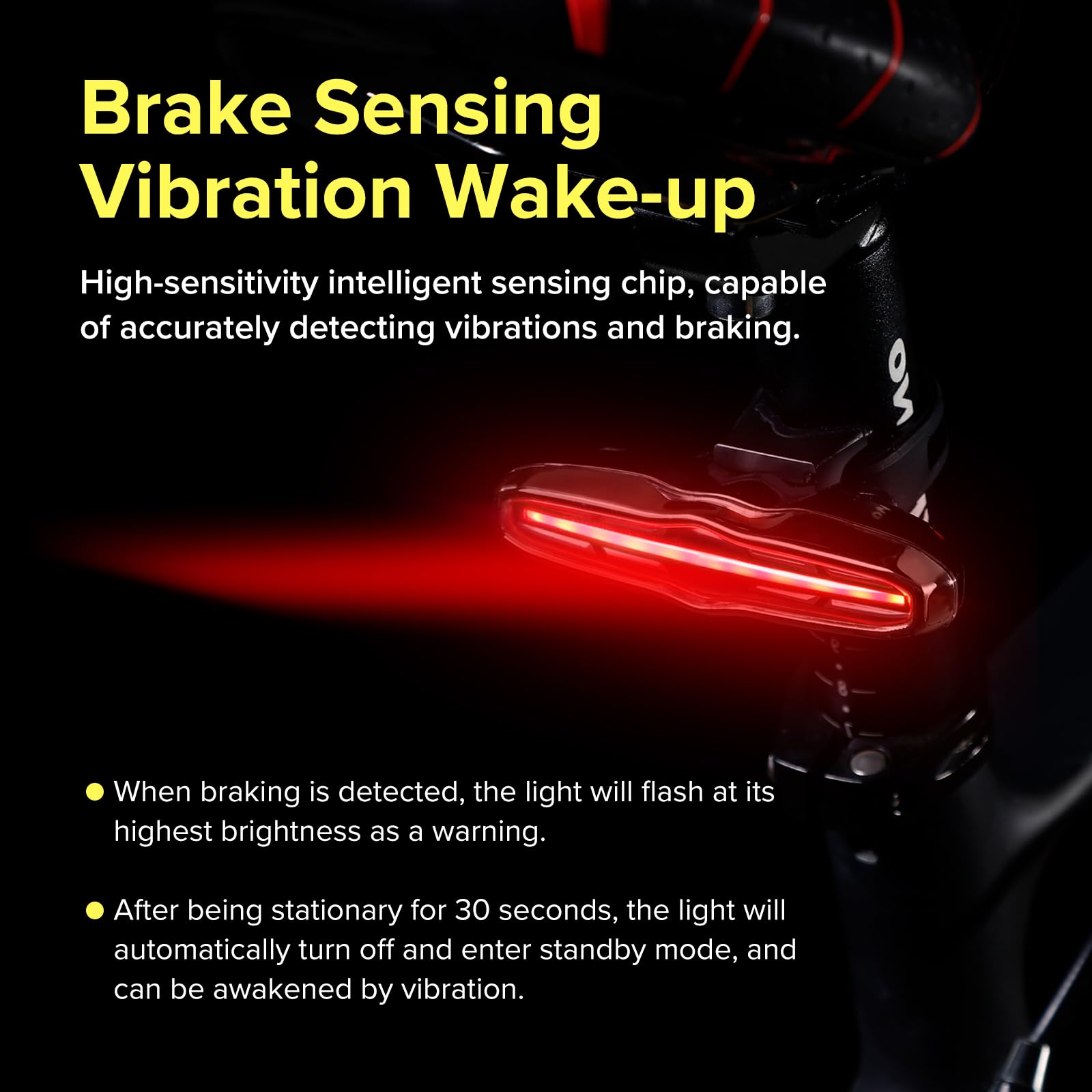 Smart Bike Tail Light with Turn Signals,Automatic Brake Sensing Light,Wireless Remote Control Bicycle Rear Lights,USB Rechargeab