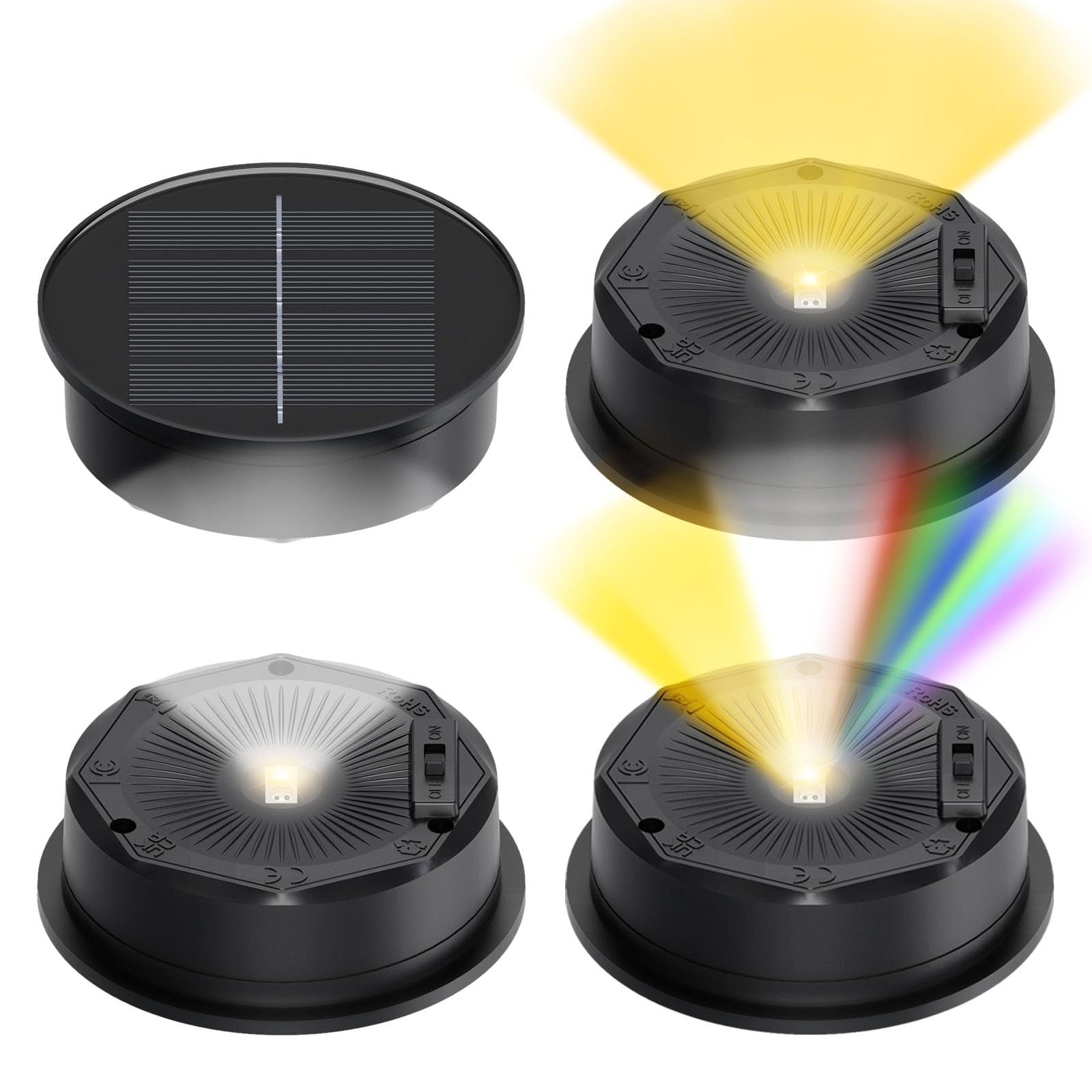 lnsyhouse Solar Light Replacement Top, 3 Mode & 8 Colors Changing Replacement Parts for Solar Lantern (Top 3.15 Inch, Bottom 2.8