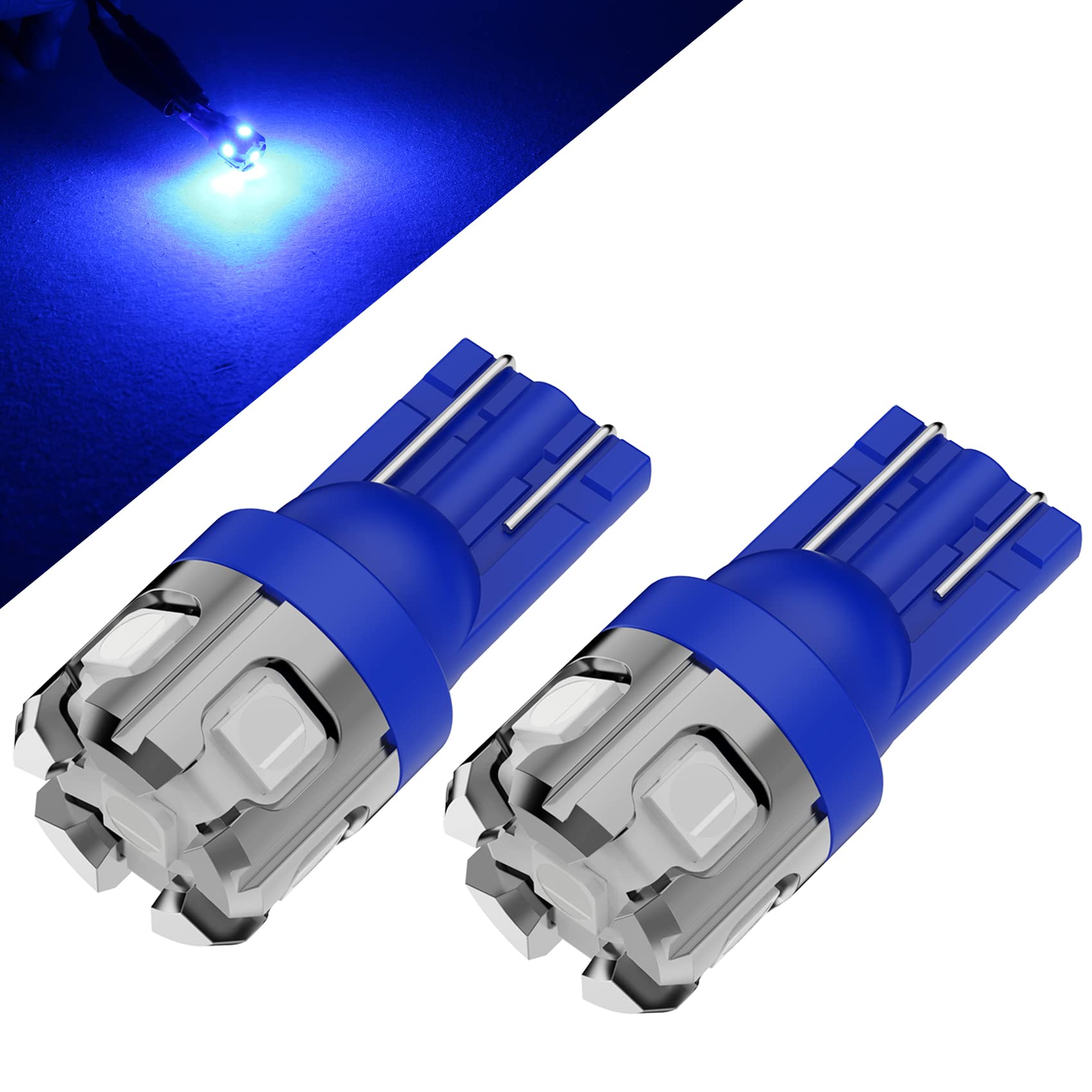 Phinlion 194 Led Light Bulb Blue Super Bright 168 2825 W5W T10 Wedge 6-Smd 3030 Chipsets Led Replacement Bulbs For Car Interior 