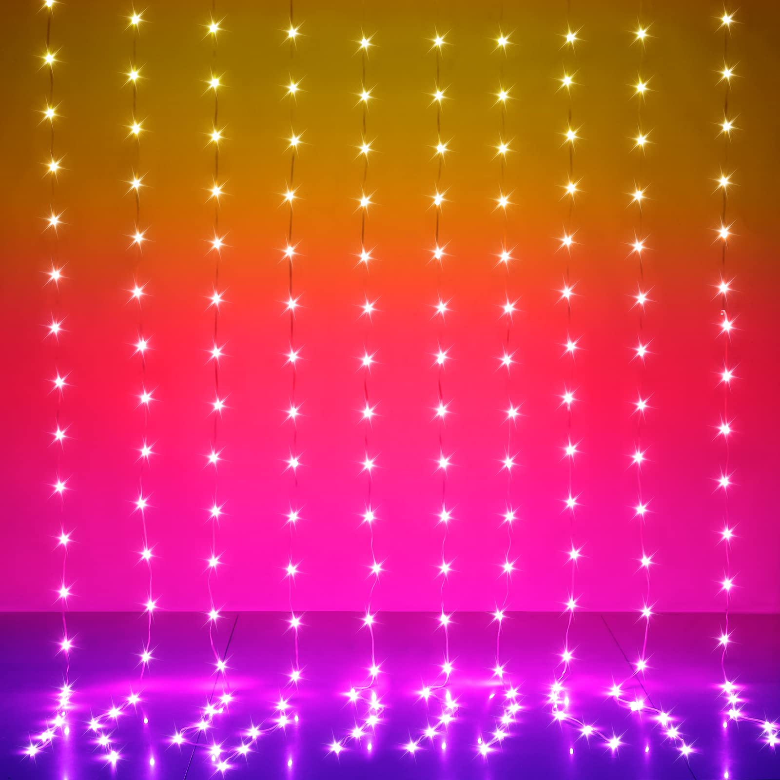 KepStars LED Curtain Lights, 300 LED RGB Color Changing String Fairy Lights, 10ft x 10ft, Smart APP Control, Indoor Outdoor Decor