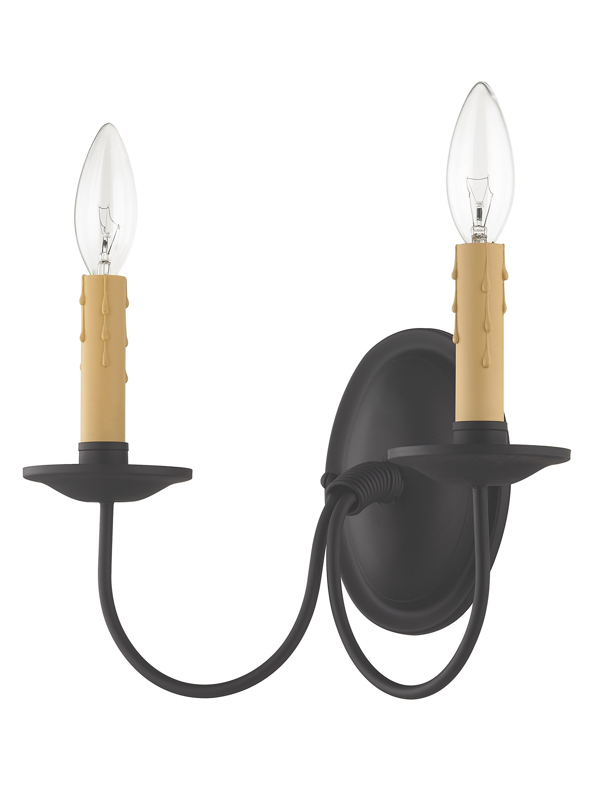 Livex Lighting Heritage 2 Light Wall Sconce, Black, Alloy Steel, Model 4452-04