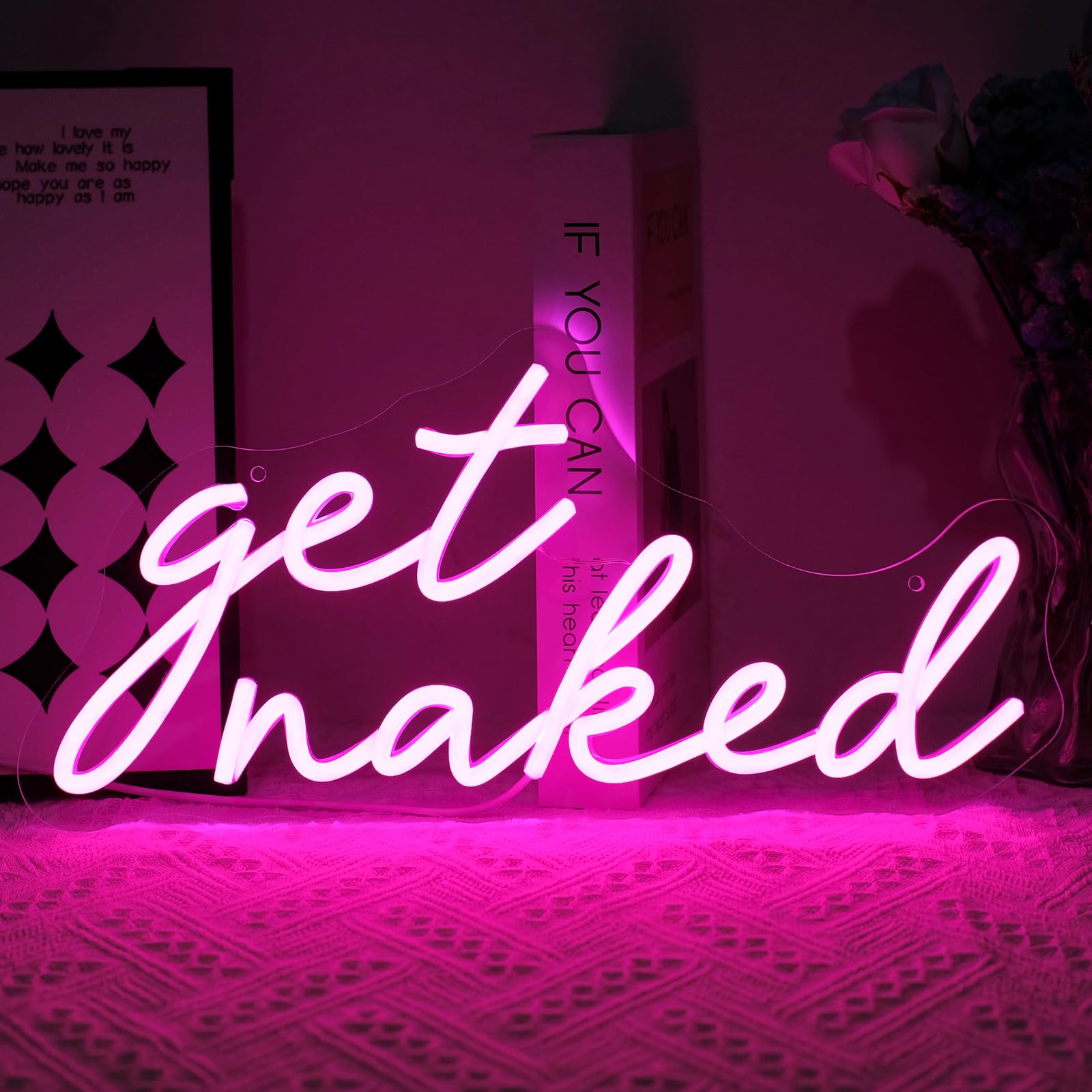Virlusy Neon Sign for Wall Decor, Dimmable LED Light, Pink Acrylic, Perfect for Bedroom, Bar, Party, Gift