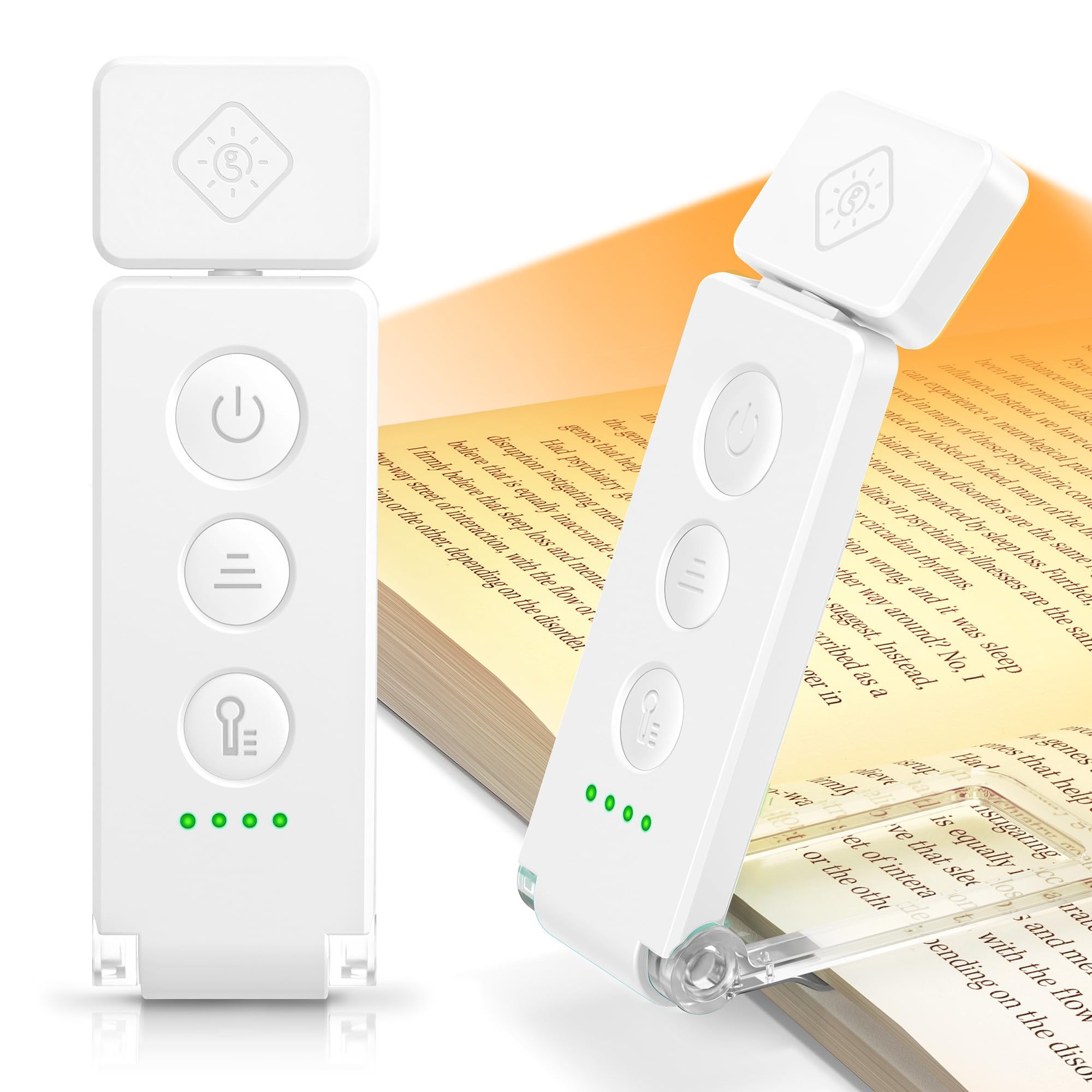 Glocusent 12 LED Rechargeable Book Light, Clip-on Reading Light with 5 Colors & 5 Brightness Levels, Up to 100Hrs Runtime, Eye-C