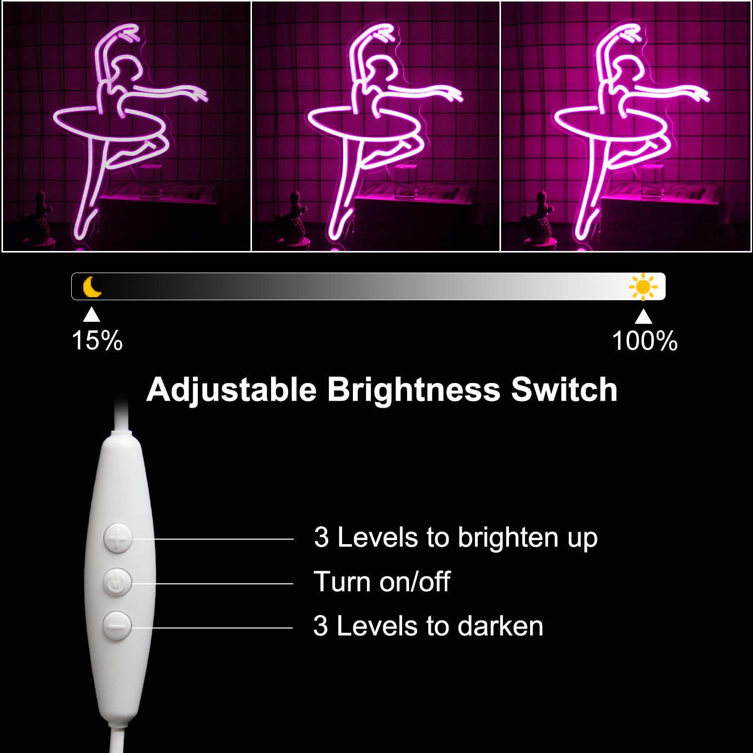 Kullneon Ballet Girl Neon Sign, Pink LED Light, 17.7 x 11.6 inches, Acrylic, Model YL-Ballet, Wall Decor for Dance Room